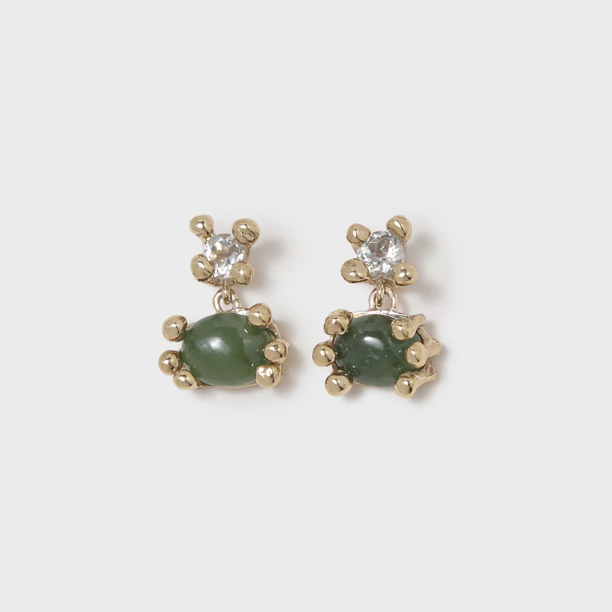 Faris Dotto Bug Drop Earrings - Gold / Jade