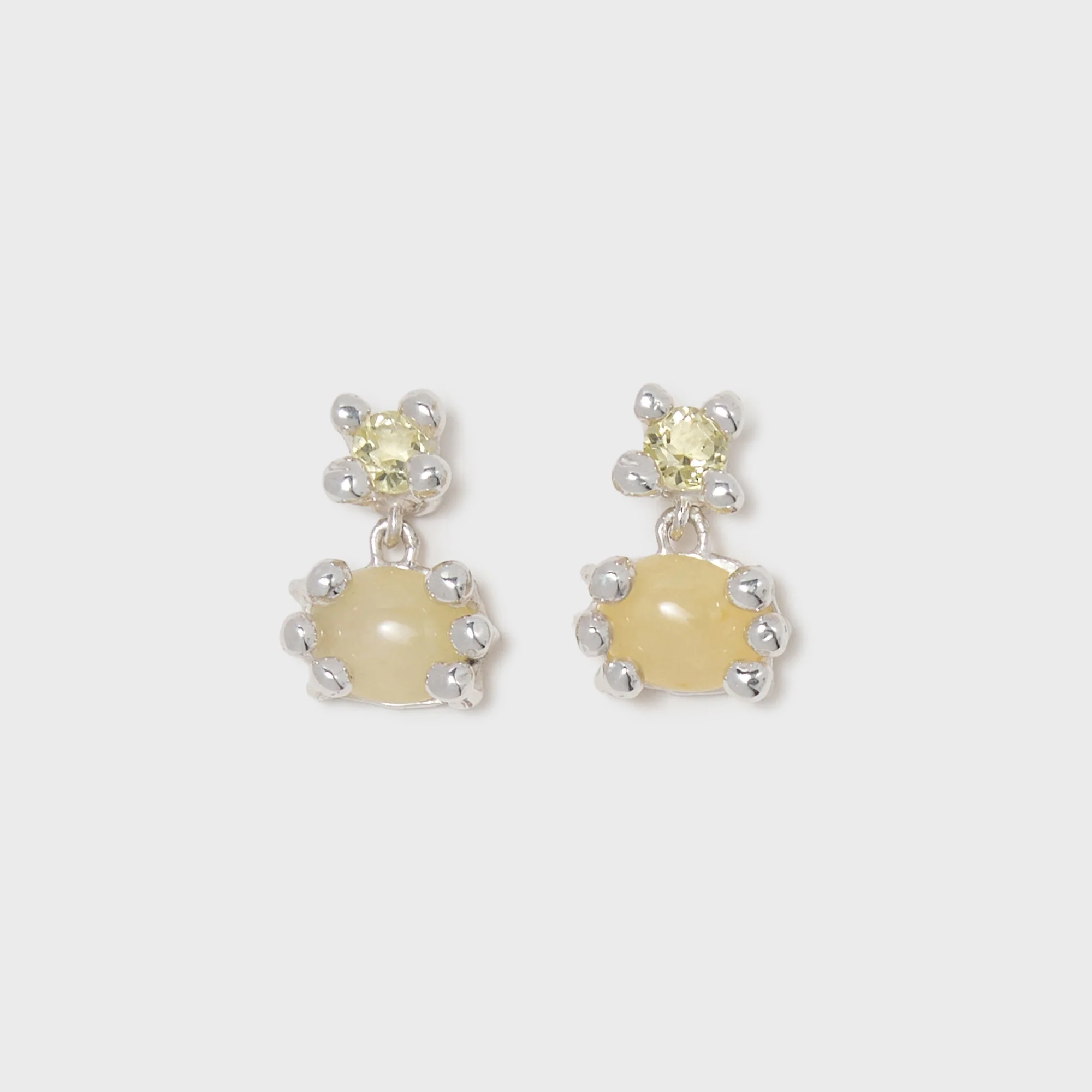 Faris Dotto Bug Drop Earrings - Silver / Pineapple Jasper