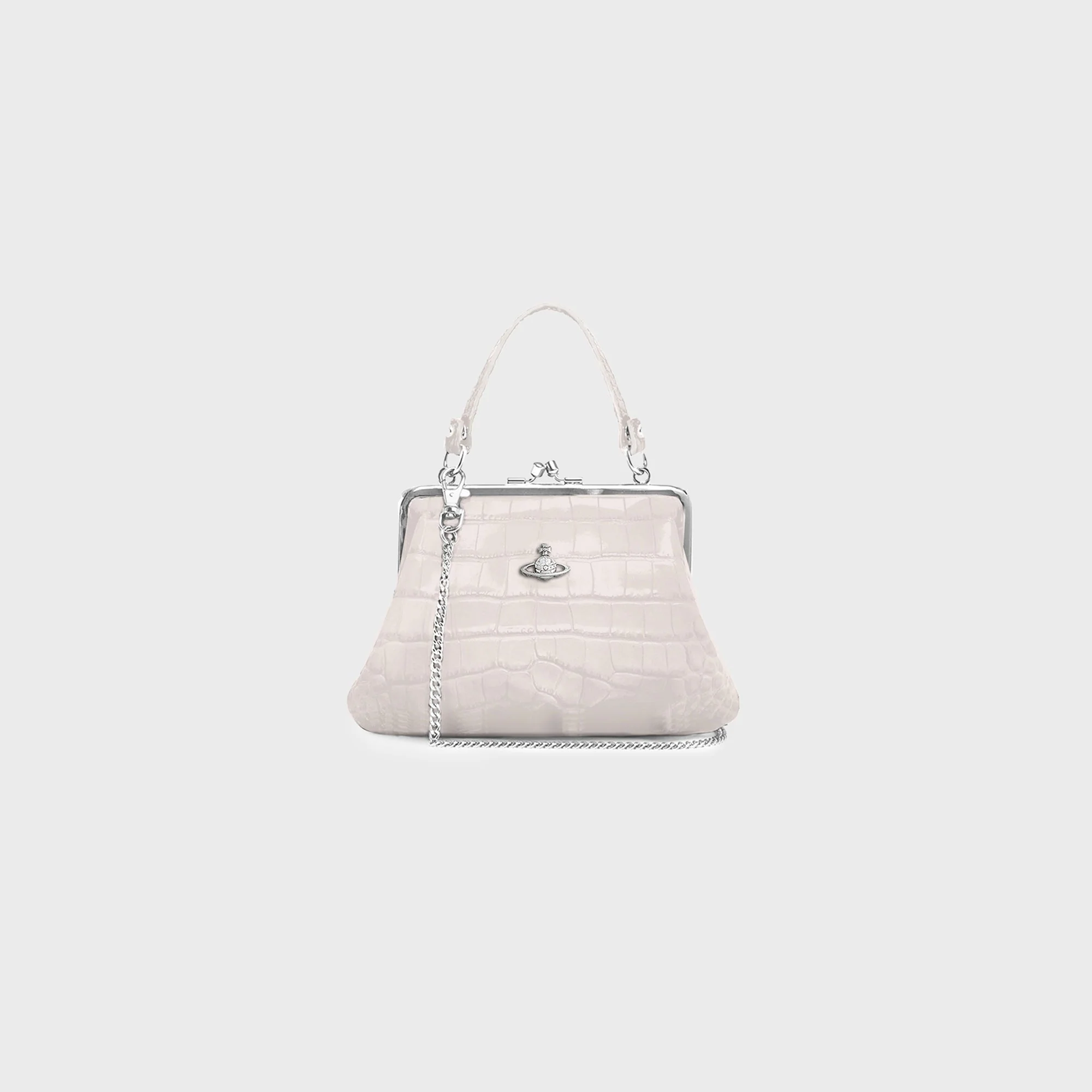 Vivienne Westwood Granny Frame Purse Bag - Pearl White Croc