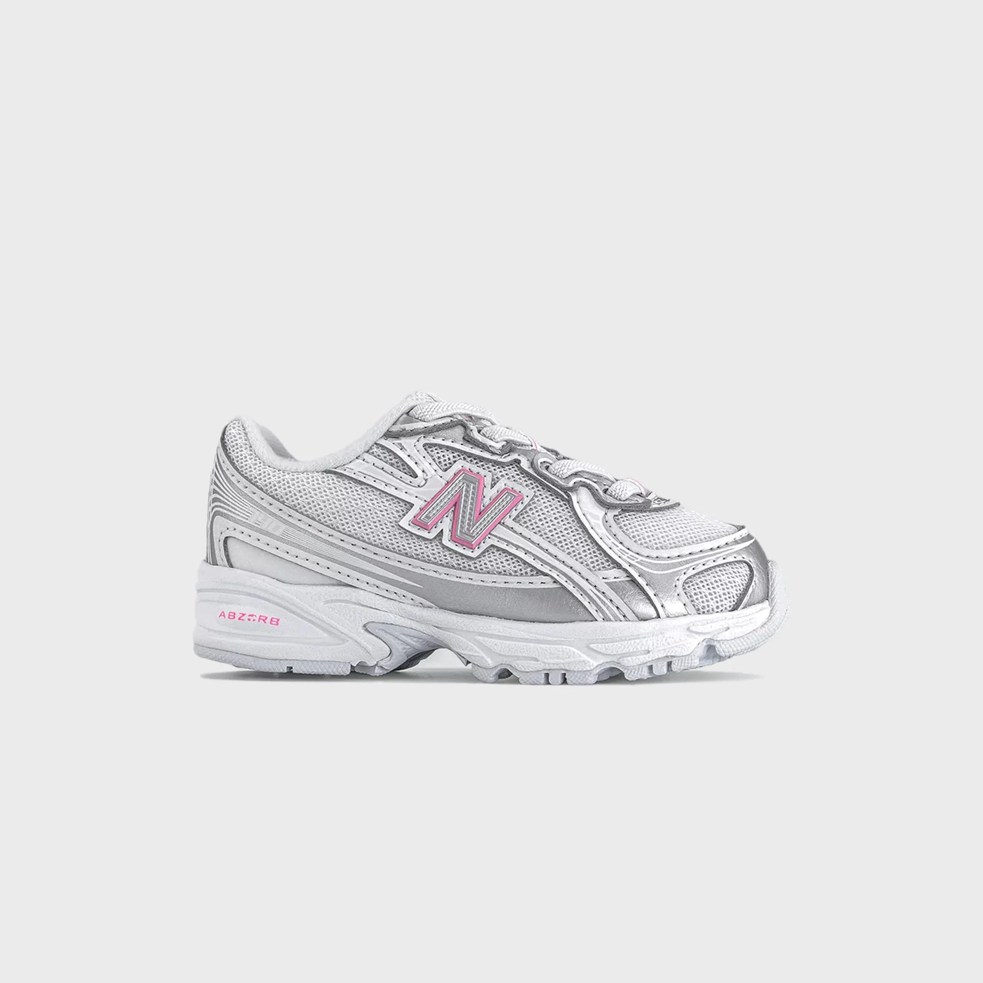 New Balance TD 740 Bungee Lace - Silver Metallic / Signal Pink