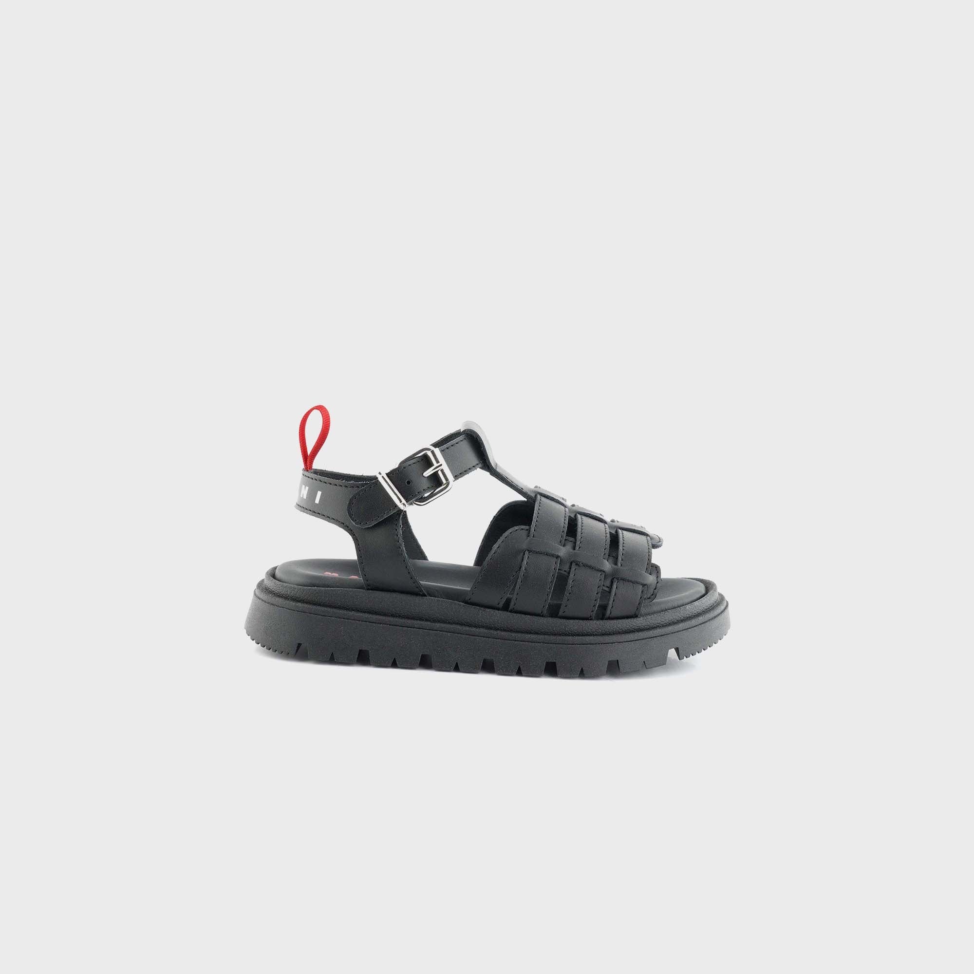 Marni PS Buckle Strap Sandals - Black / Red