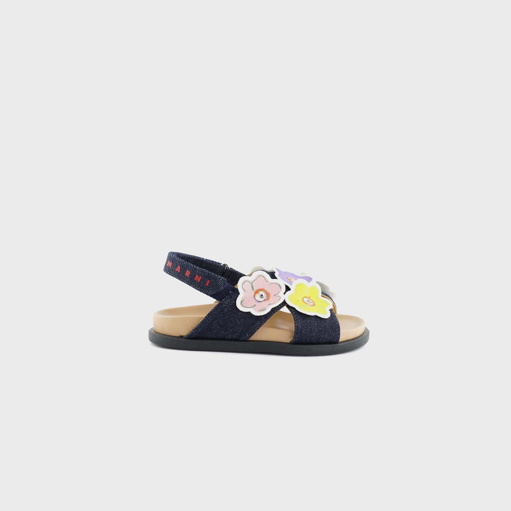 Marni TD Fussbett Slingback Sandals - Dark Blue / Multicolor