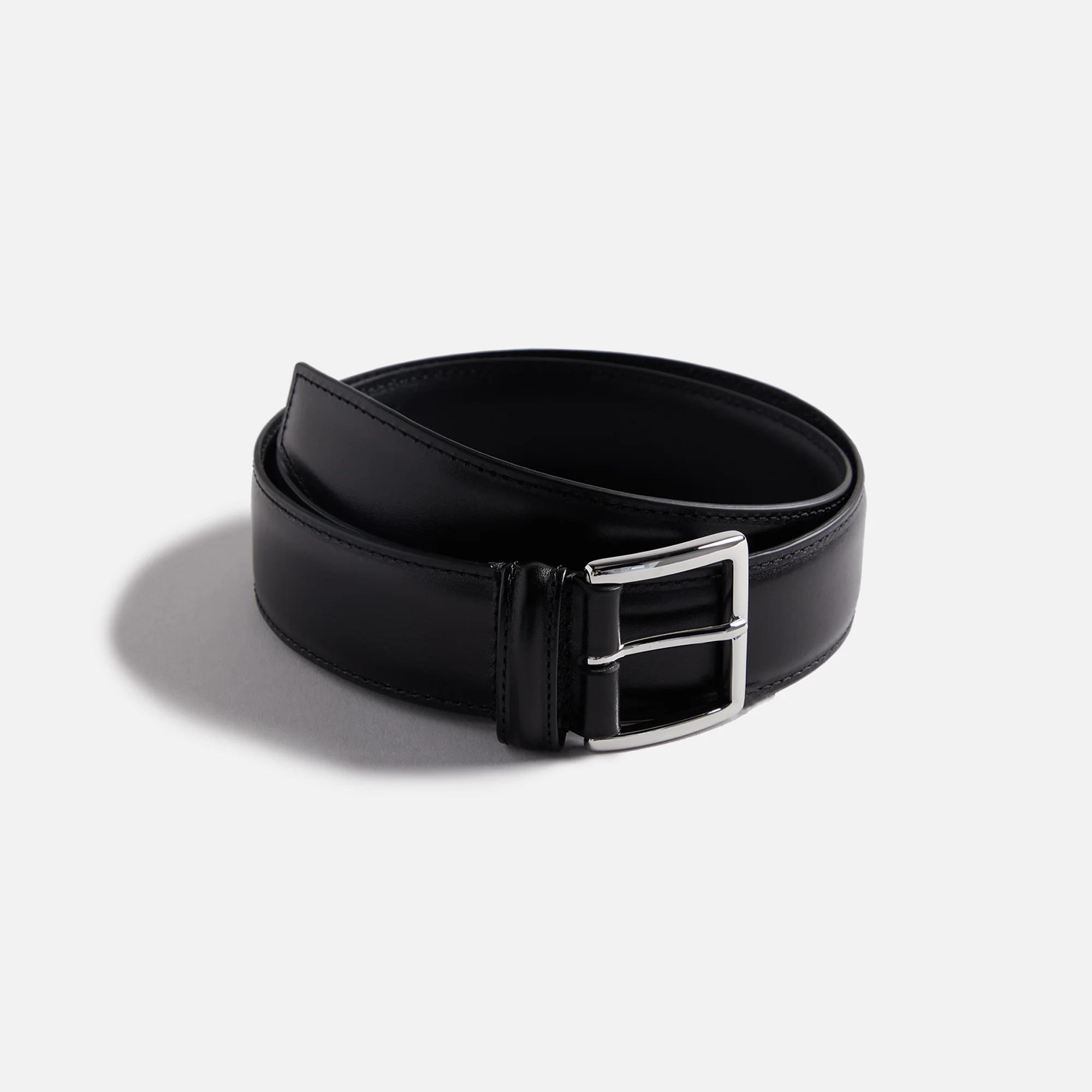 Anderson's Stitched Trimmed Black Semi Formal Leather Belt - Black
