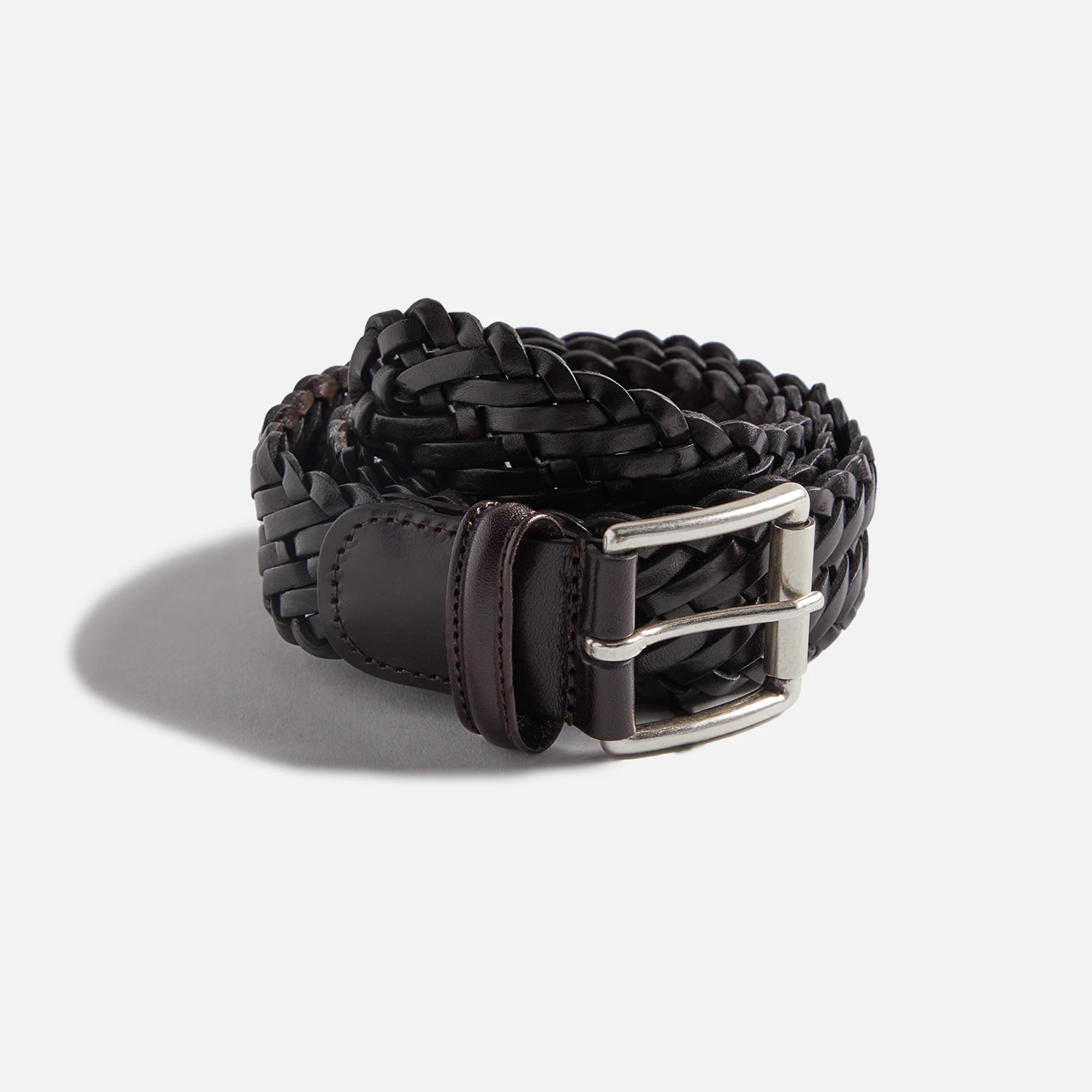 Anderson's Woven Brown Leather Belt - Brown
