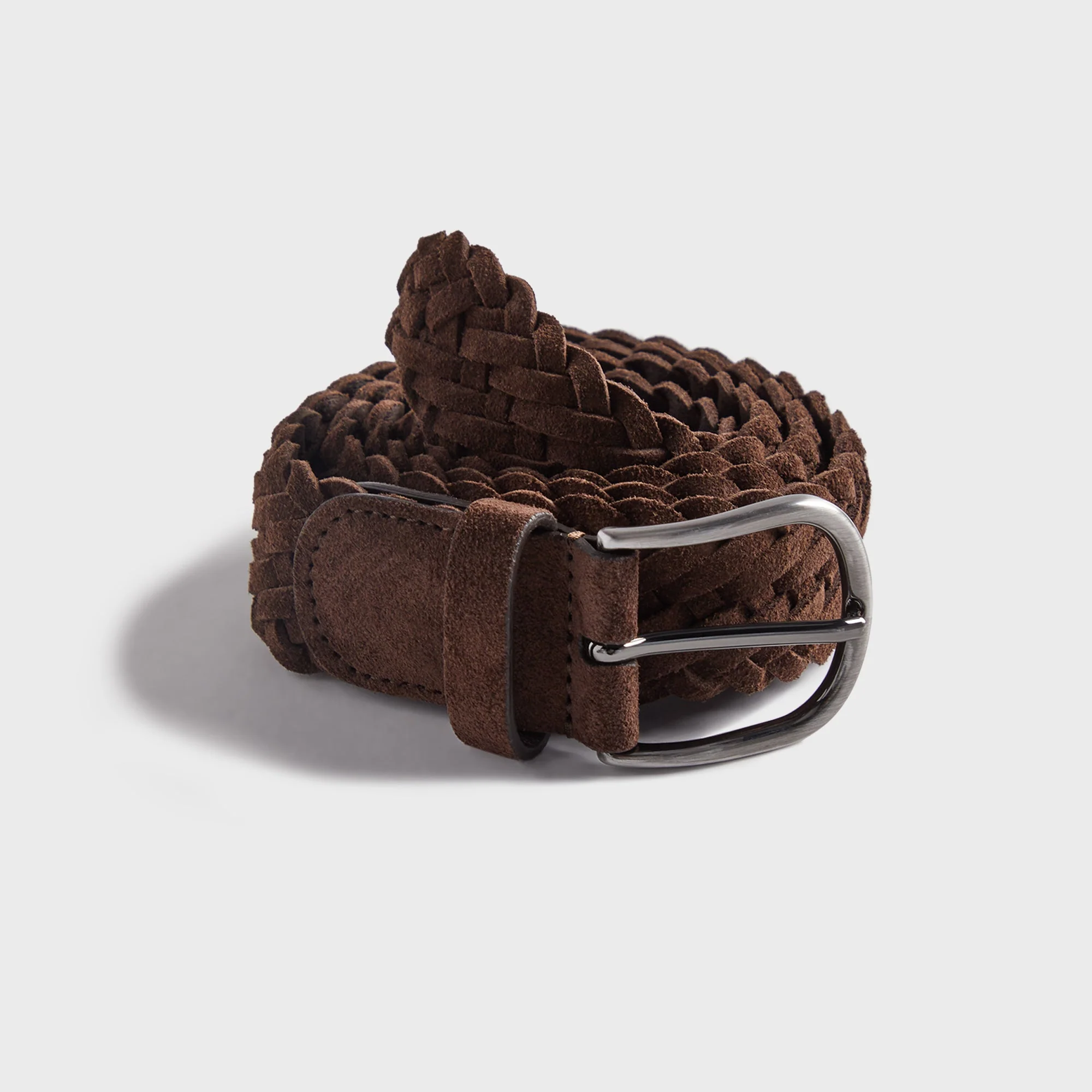 Anderson's Suede Brown Woven Belt - Brown
