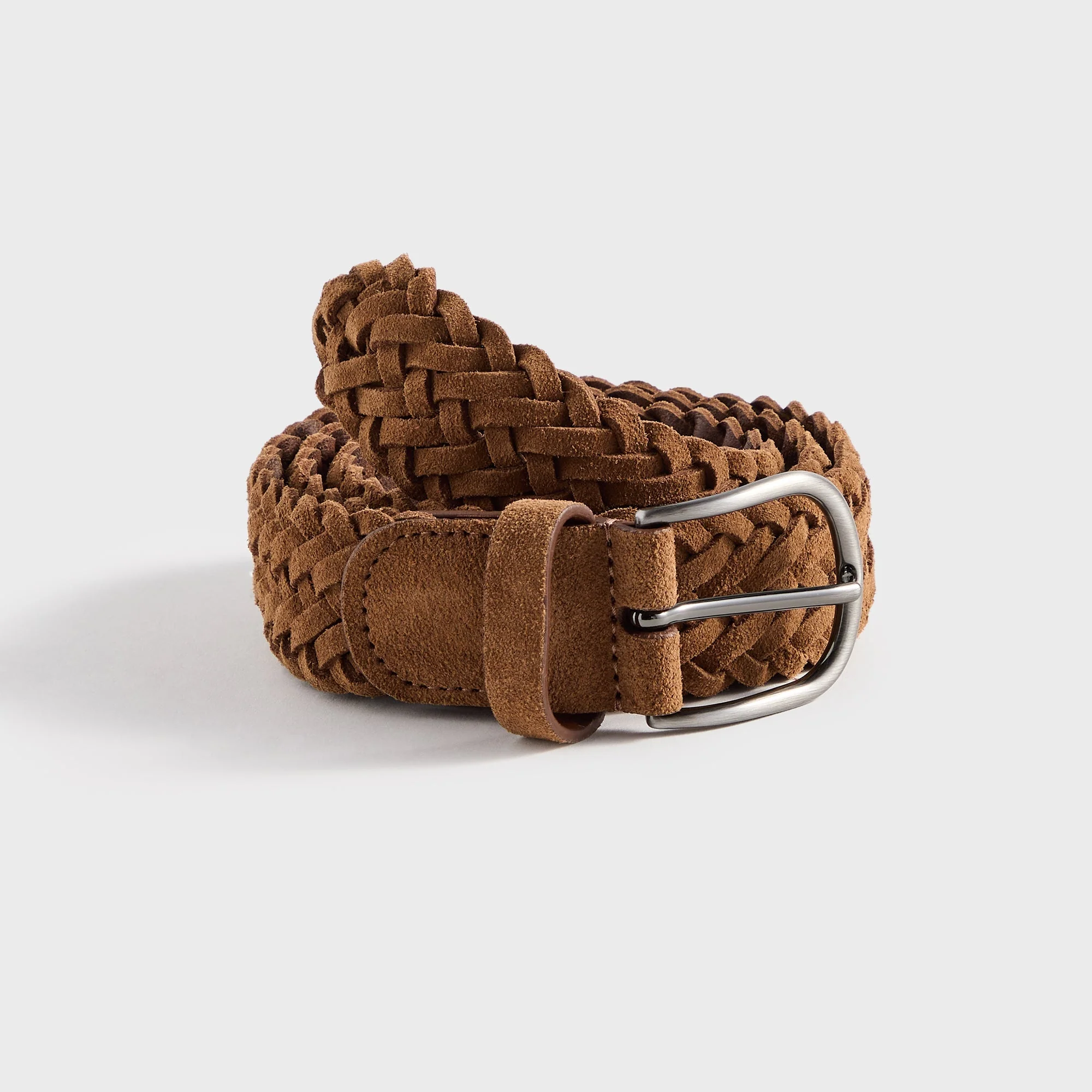 Anderson's Suede Woven Brown Belt - Brown