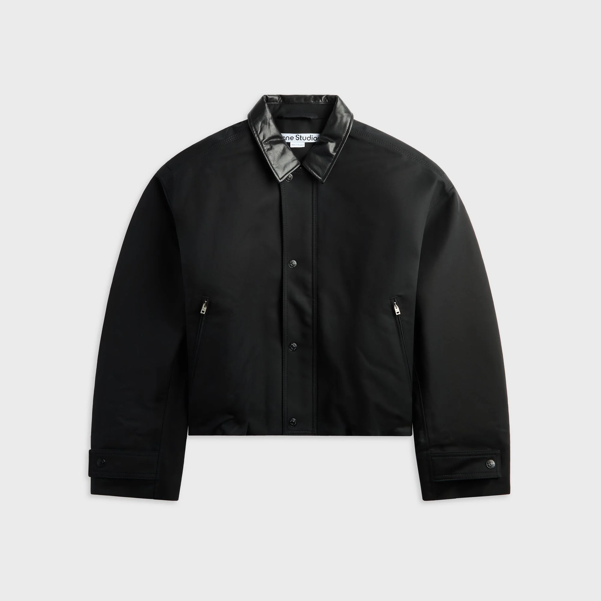 Acne Studios Bomber With Leather Collar - Black