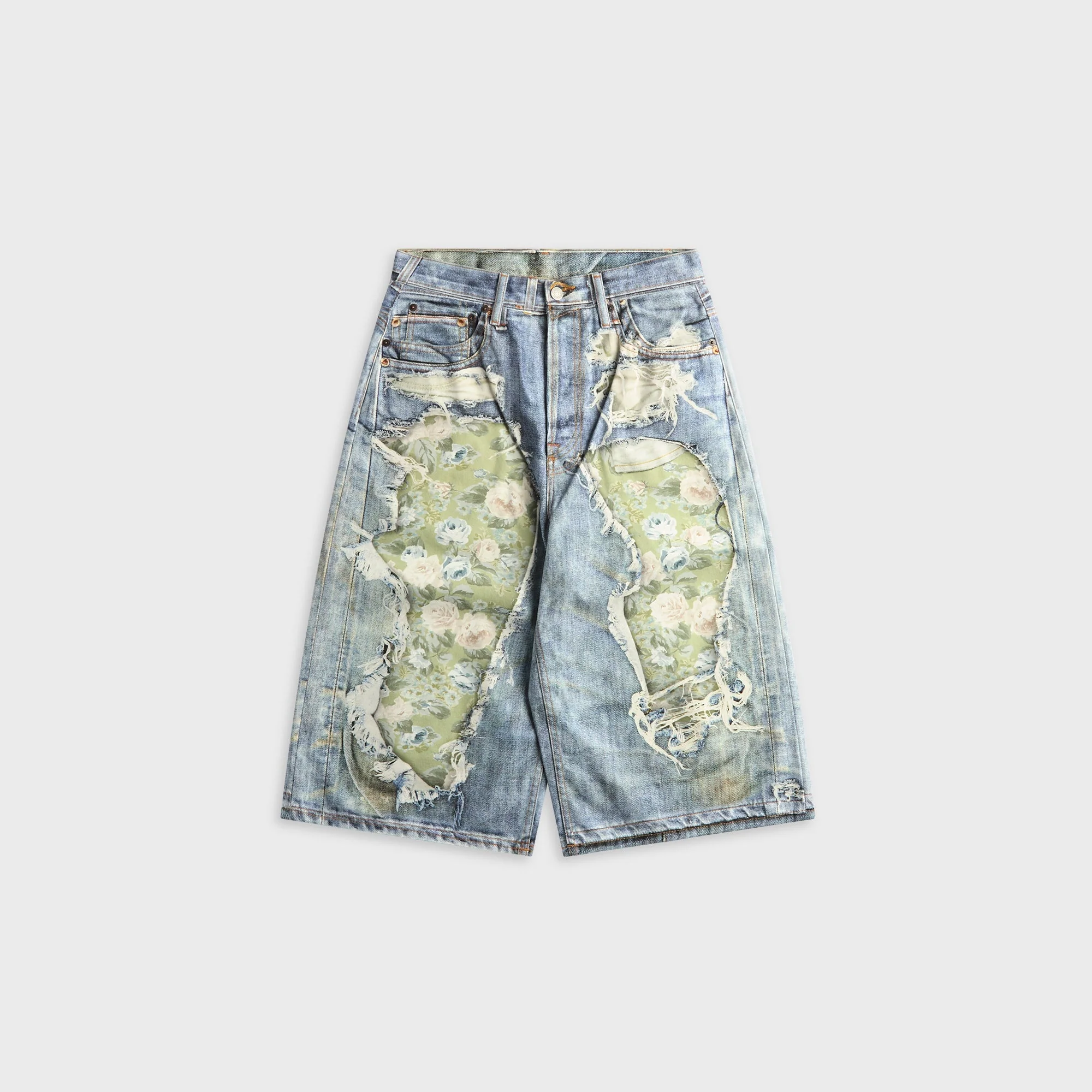 Acne Studios Trompe-l'?il Denim Short - Blue / Green