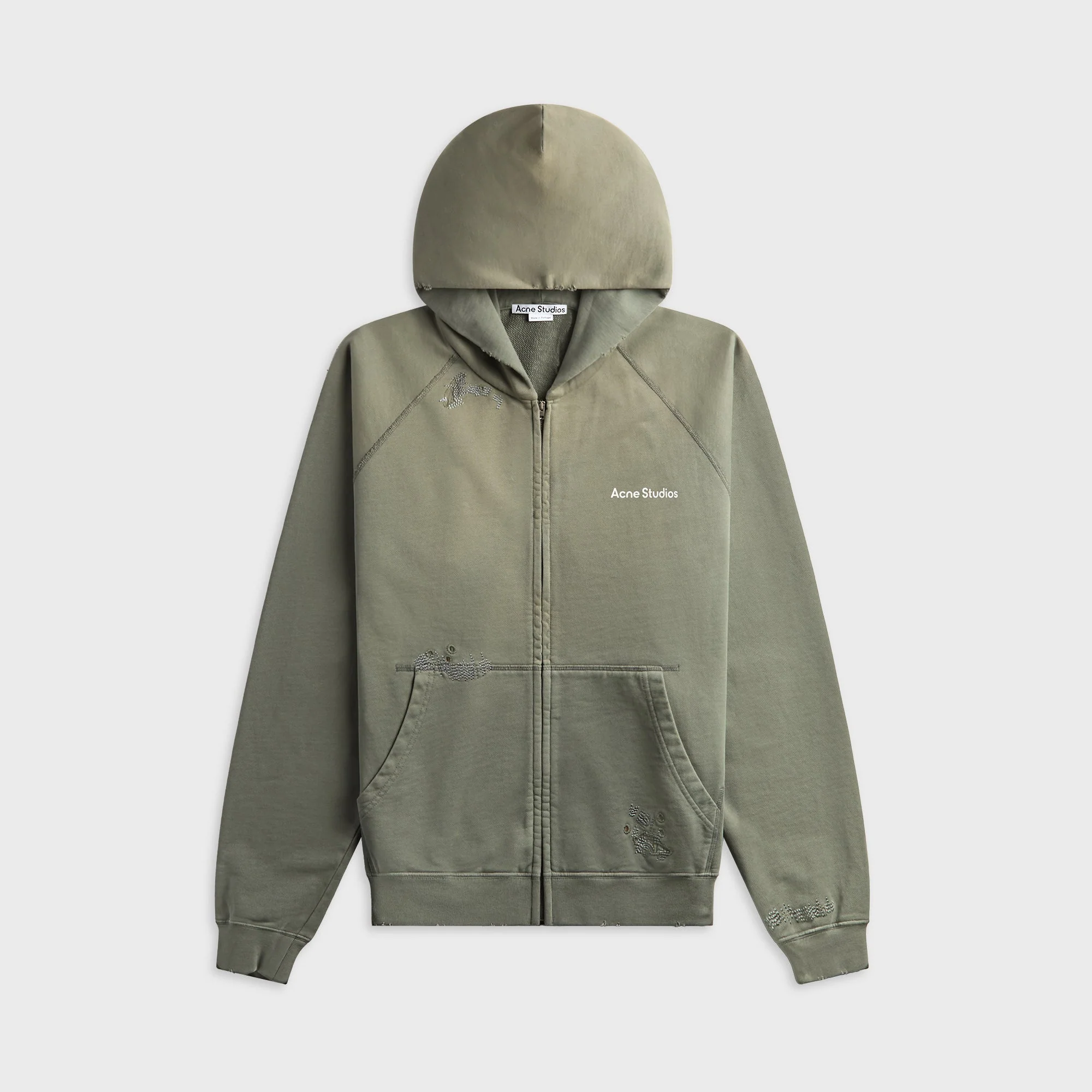 Acne Studios Mended Fleece Hoodie - Slate Grey