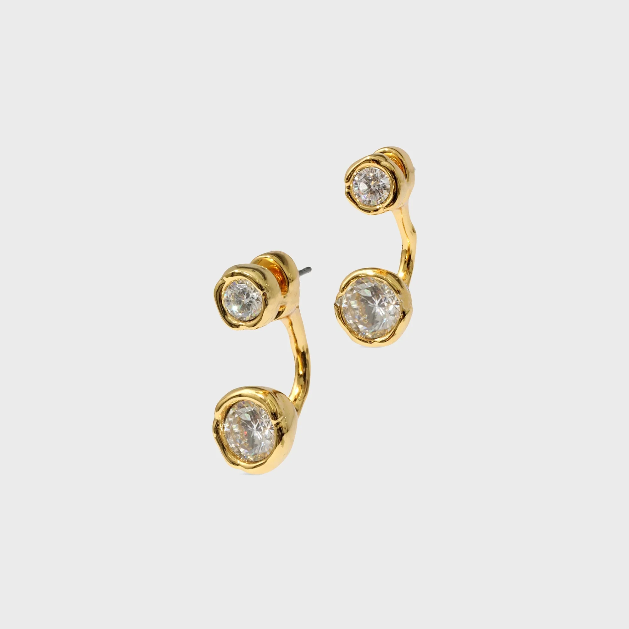 Alexis Bittar Asterales Gold Molten Front Back CZ Earrings - Gold
