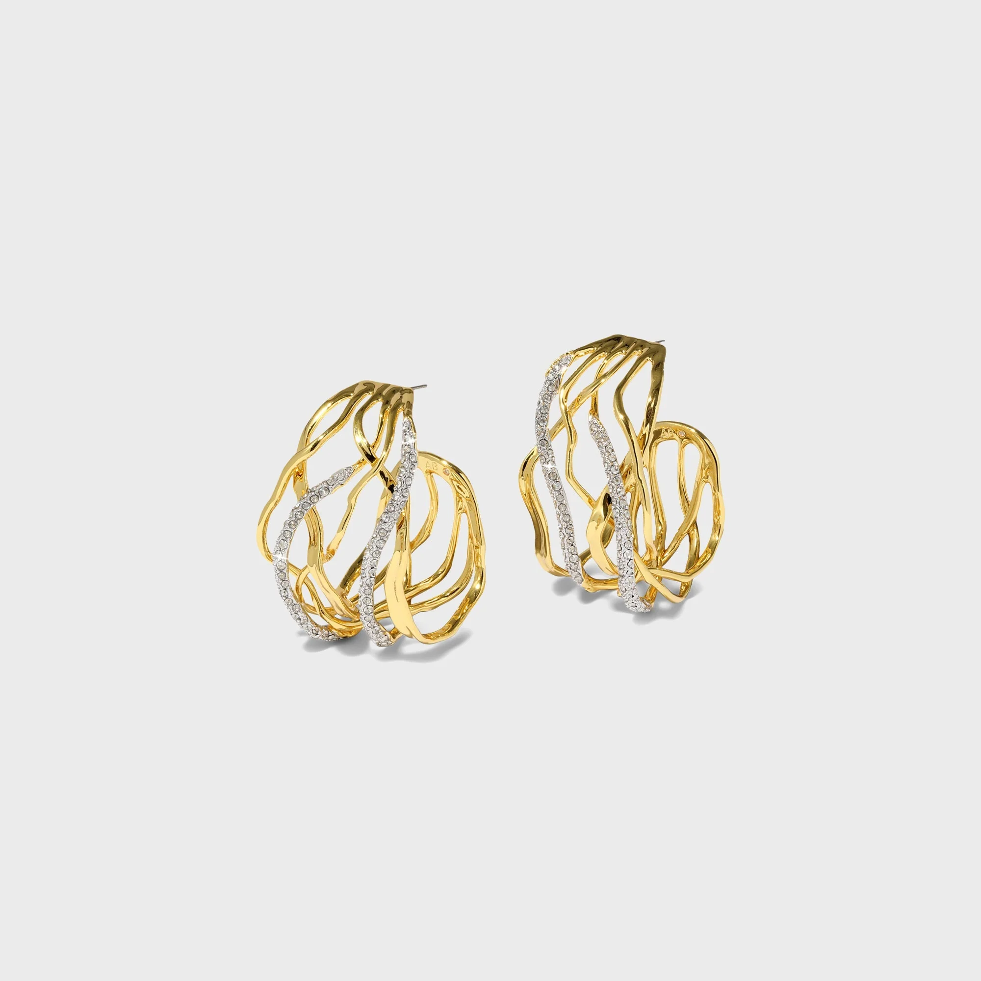 Alexis Bittar Solanales Crystal Woven Hoop Earrings - Gold