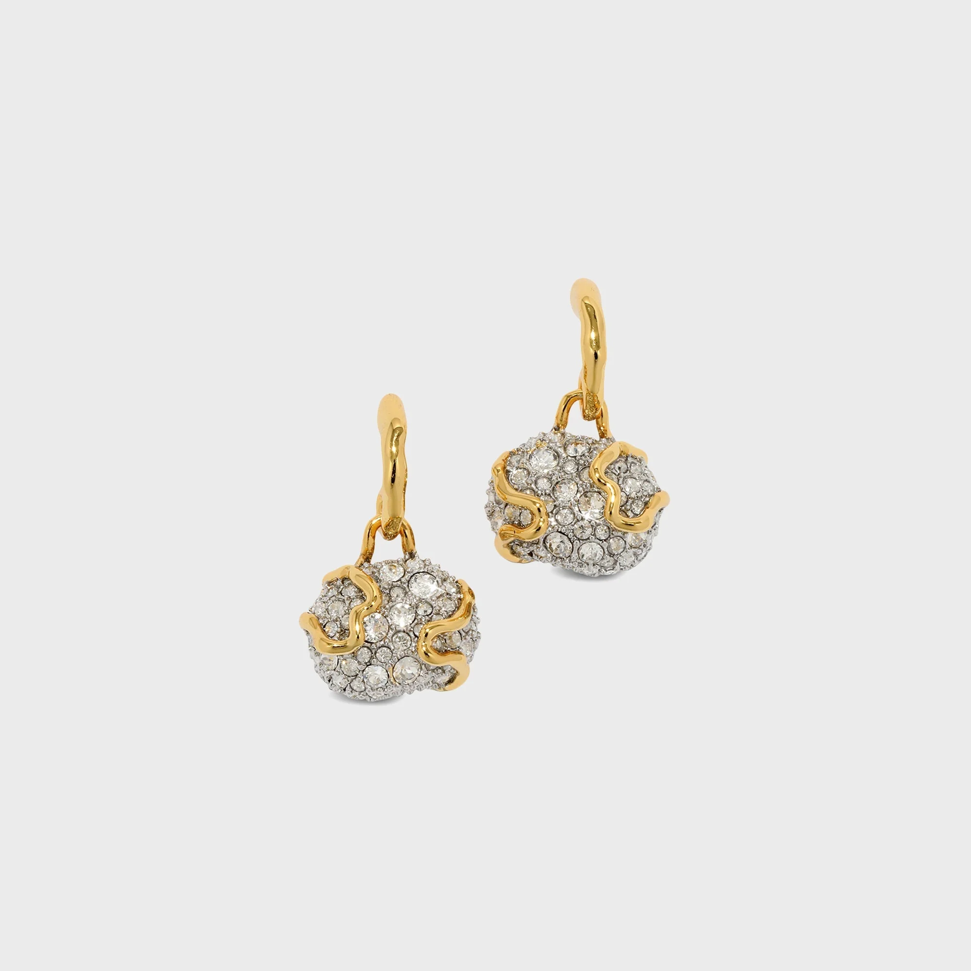 Alexis Bittar Solanales Crystal Petite Pebble Hoop Earrings - Gold