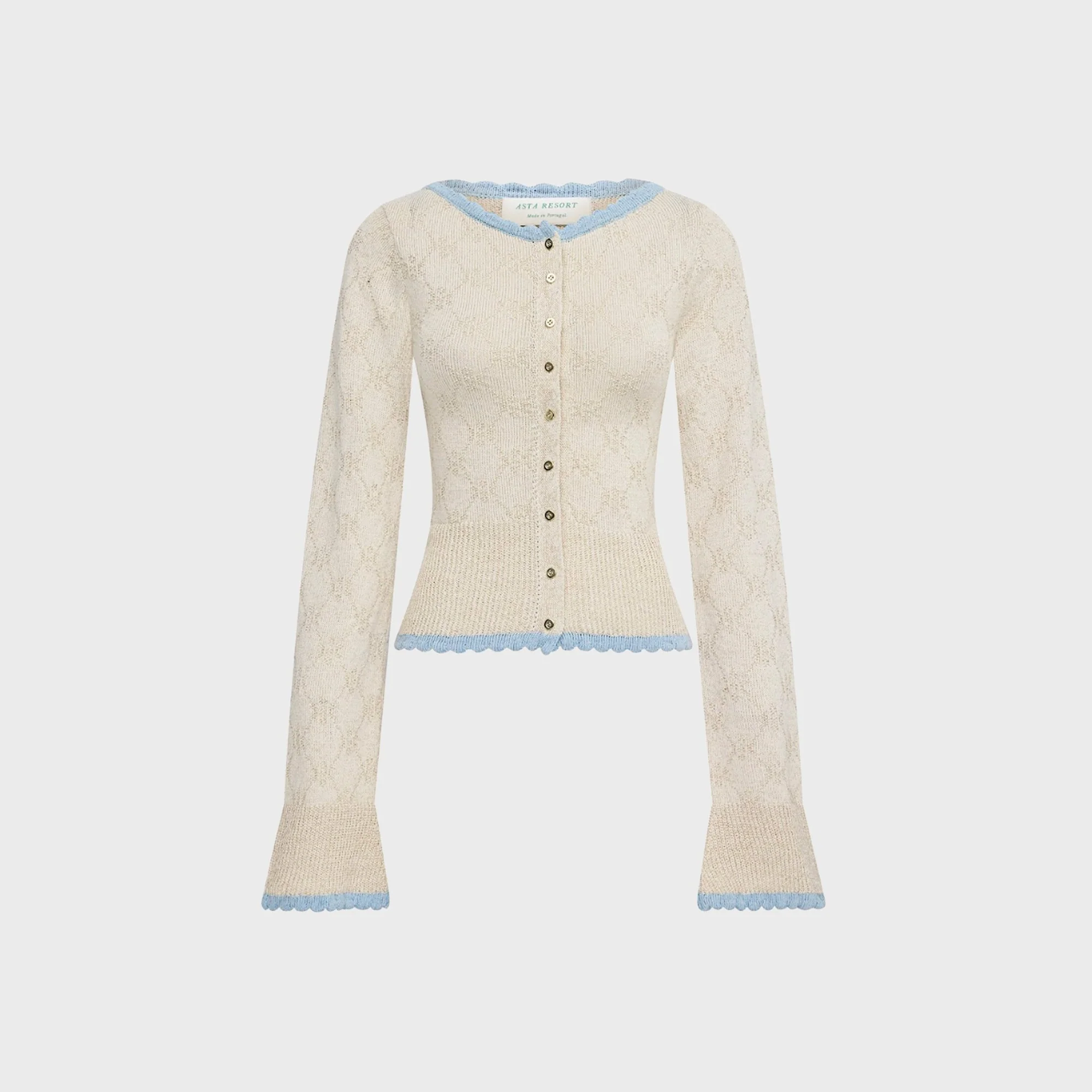Asta Resort Franca Long Sleeve Cardigan - Oyster / Sea Mist