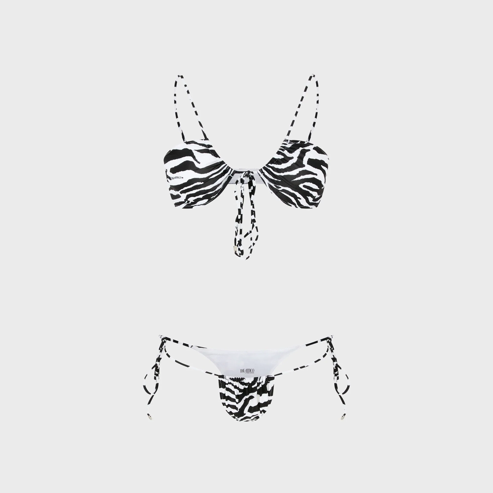 The Attico Zebra Stripe Bikini Set - Black / White