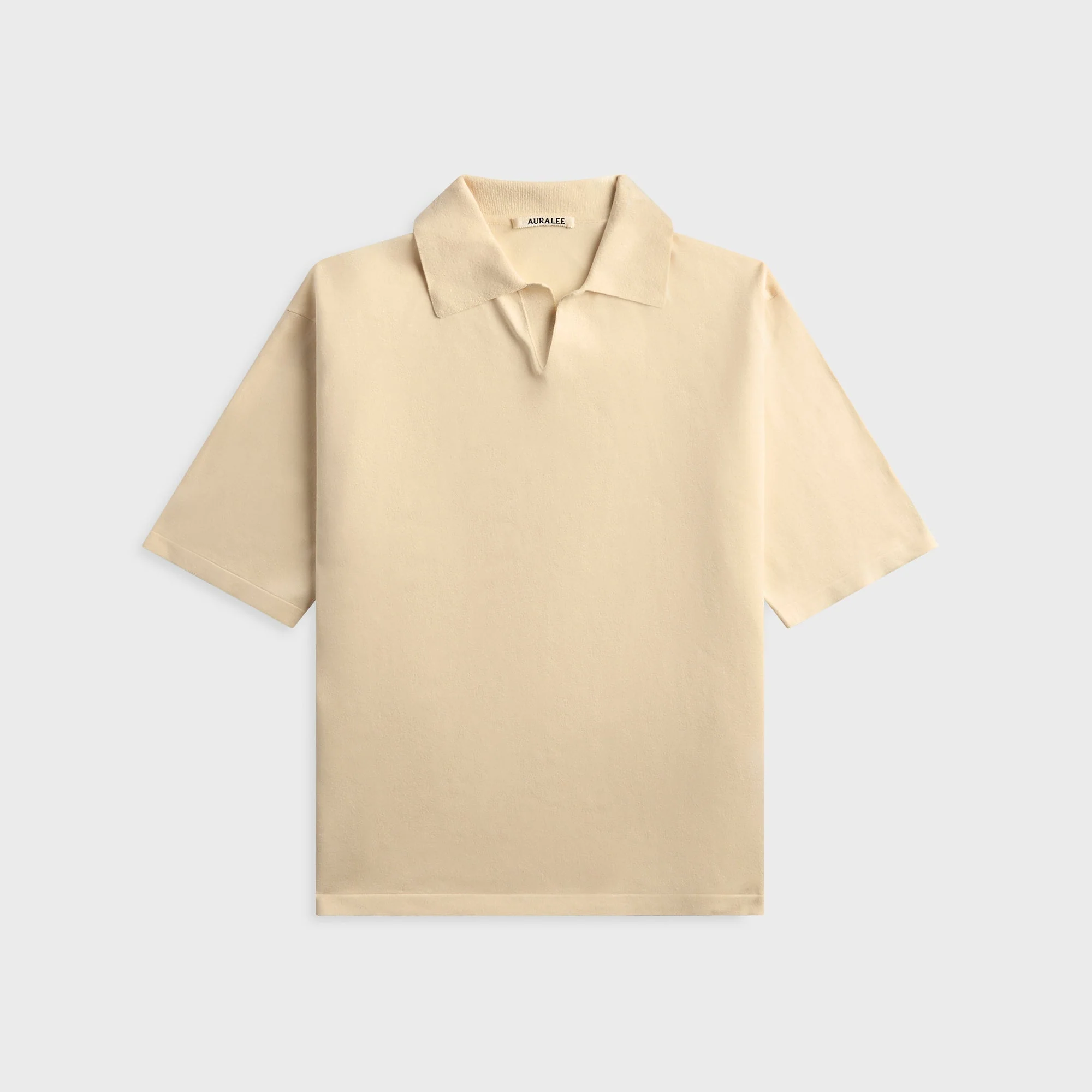 Auralee High Gauge Tussah Silk Knit Skipper Polo - Ivory