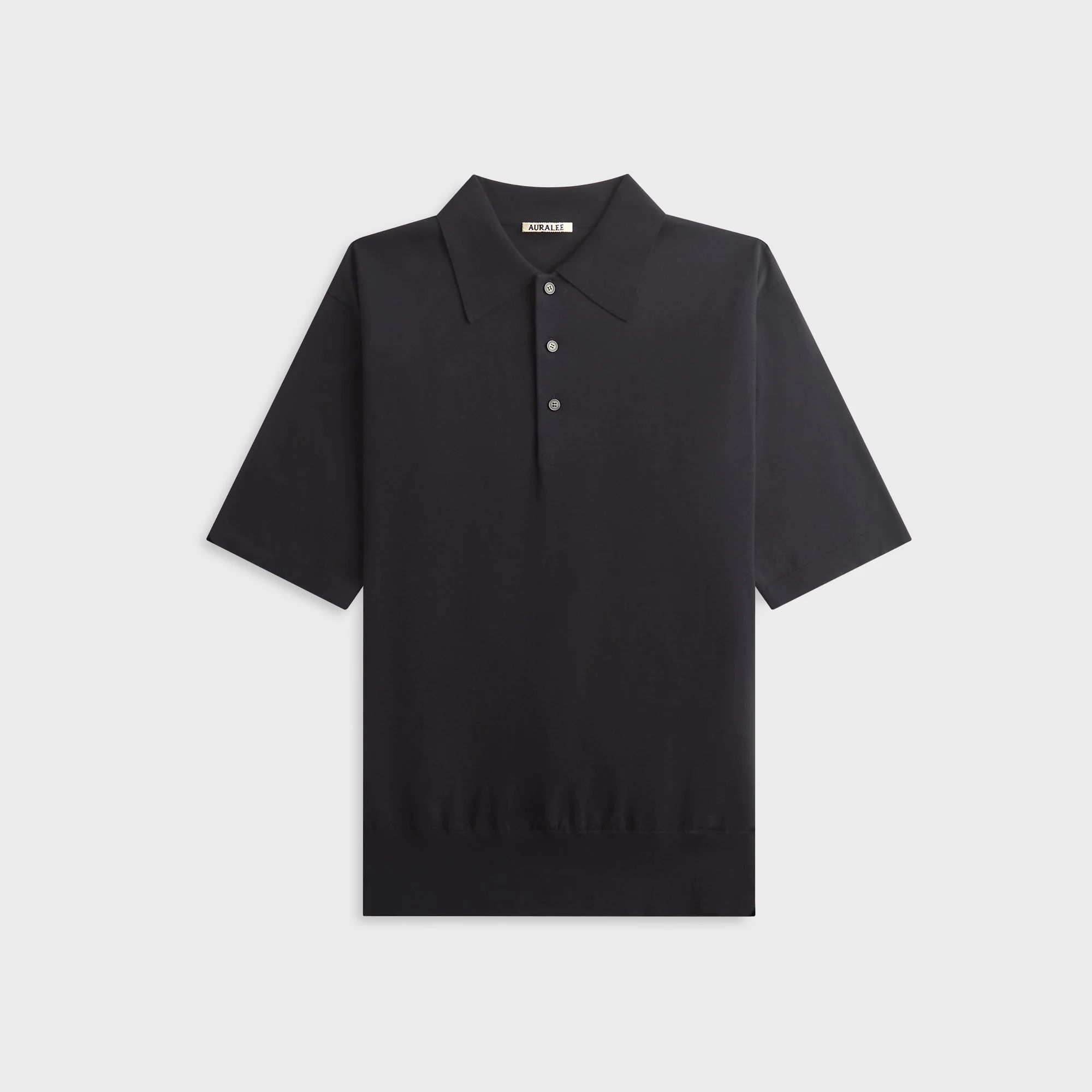 Auralee Giza High Gauge Knit Polo - Dark Navy