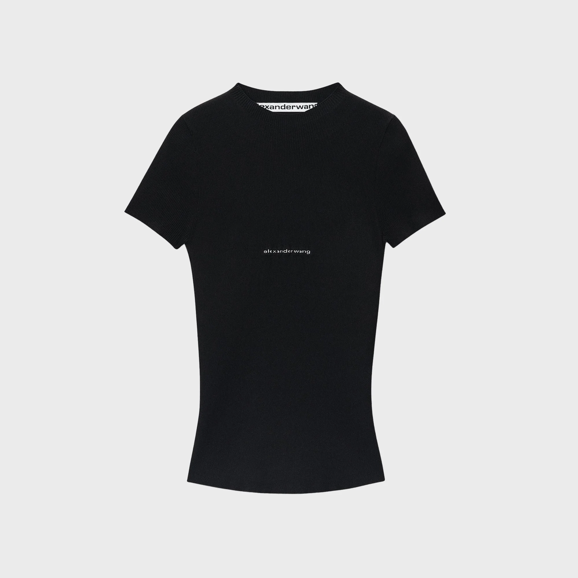 Alexander Wang Crewneck Top with Jacquard Logo - Black