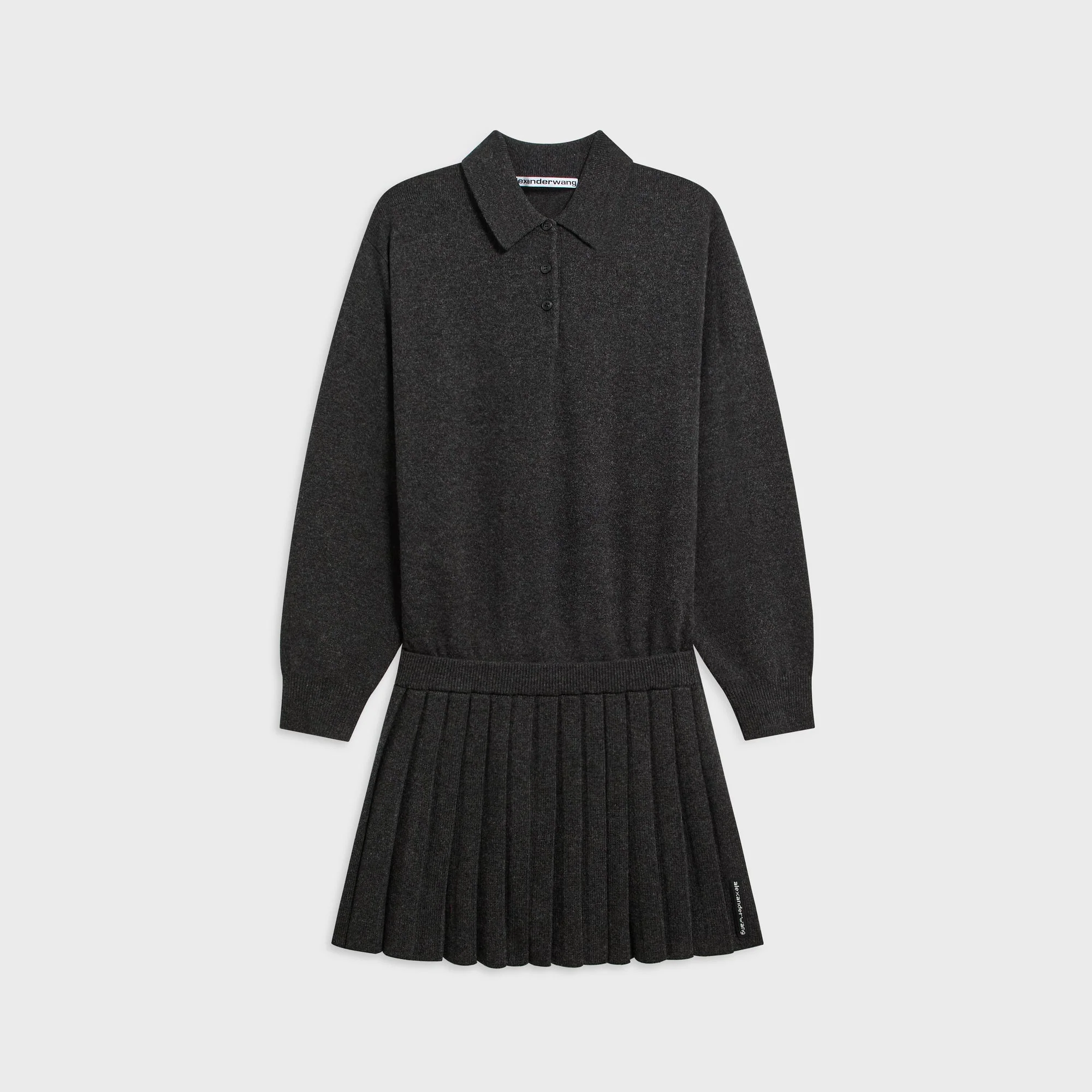 Alexander Wang Heatpressed Skirt Long Sleeve Polo Dress - Graphite