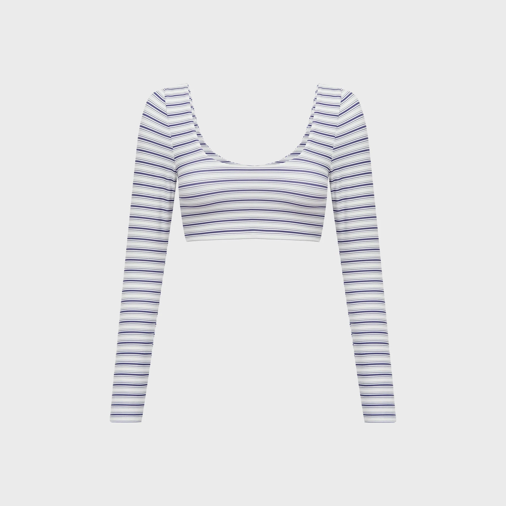 Bond Eye Halle Long Sleeve Crop Top - Indigo / Riviera Stripe