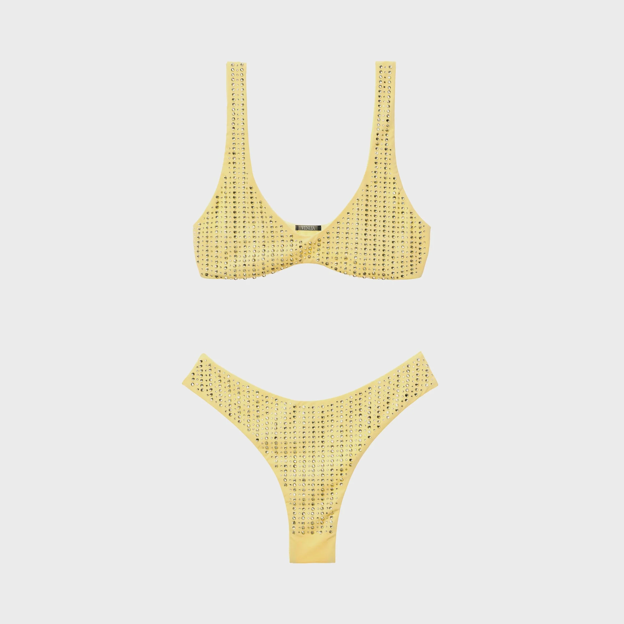 Venuja Brassiere and High Cut Brazilian Bikini Set - Jonquil