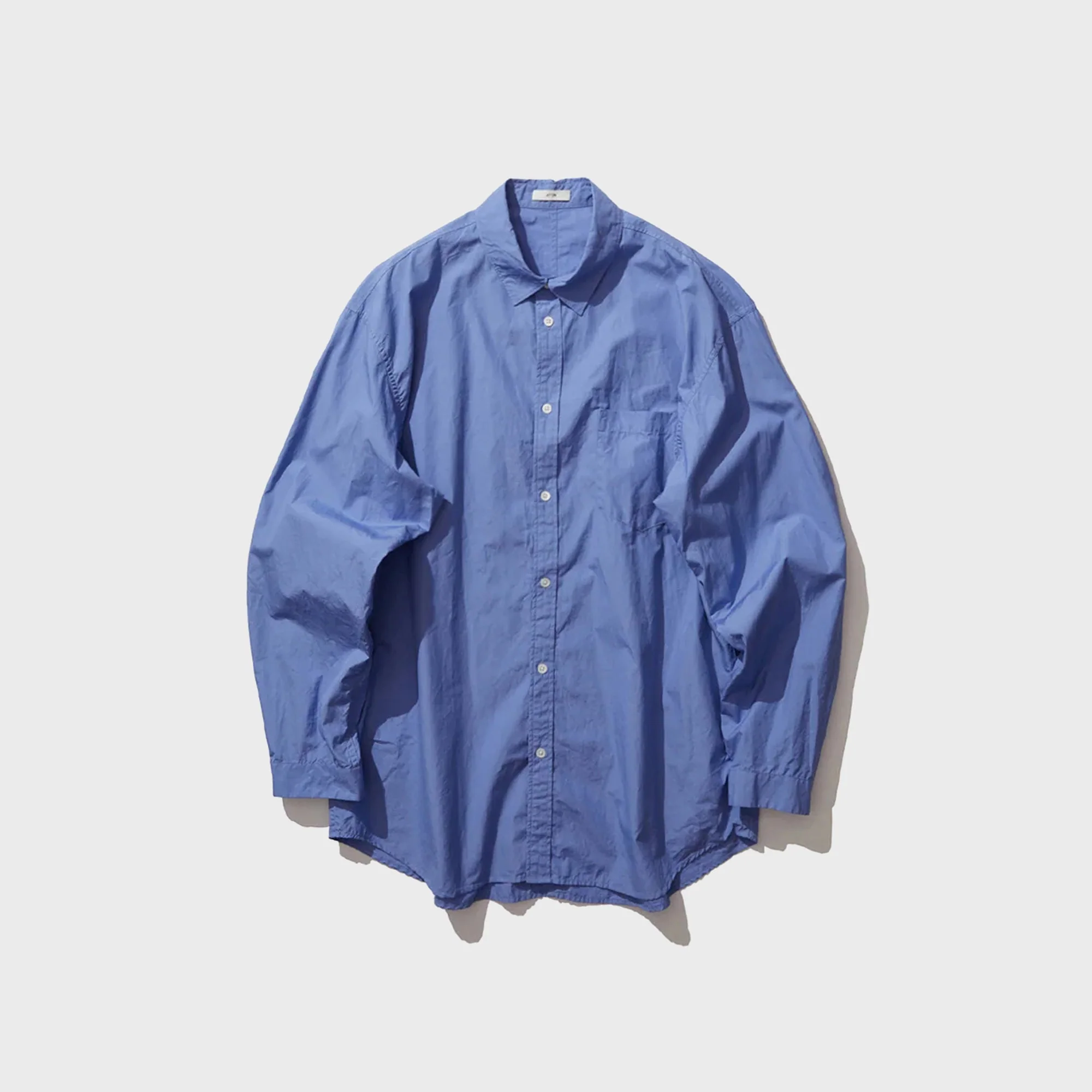 ATON Suvin Broad Washed Shirt - Sax