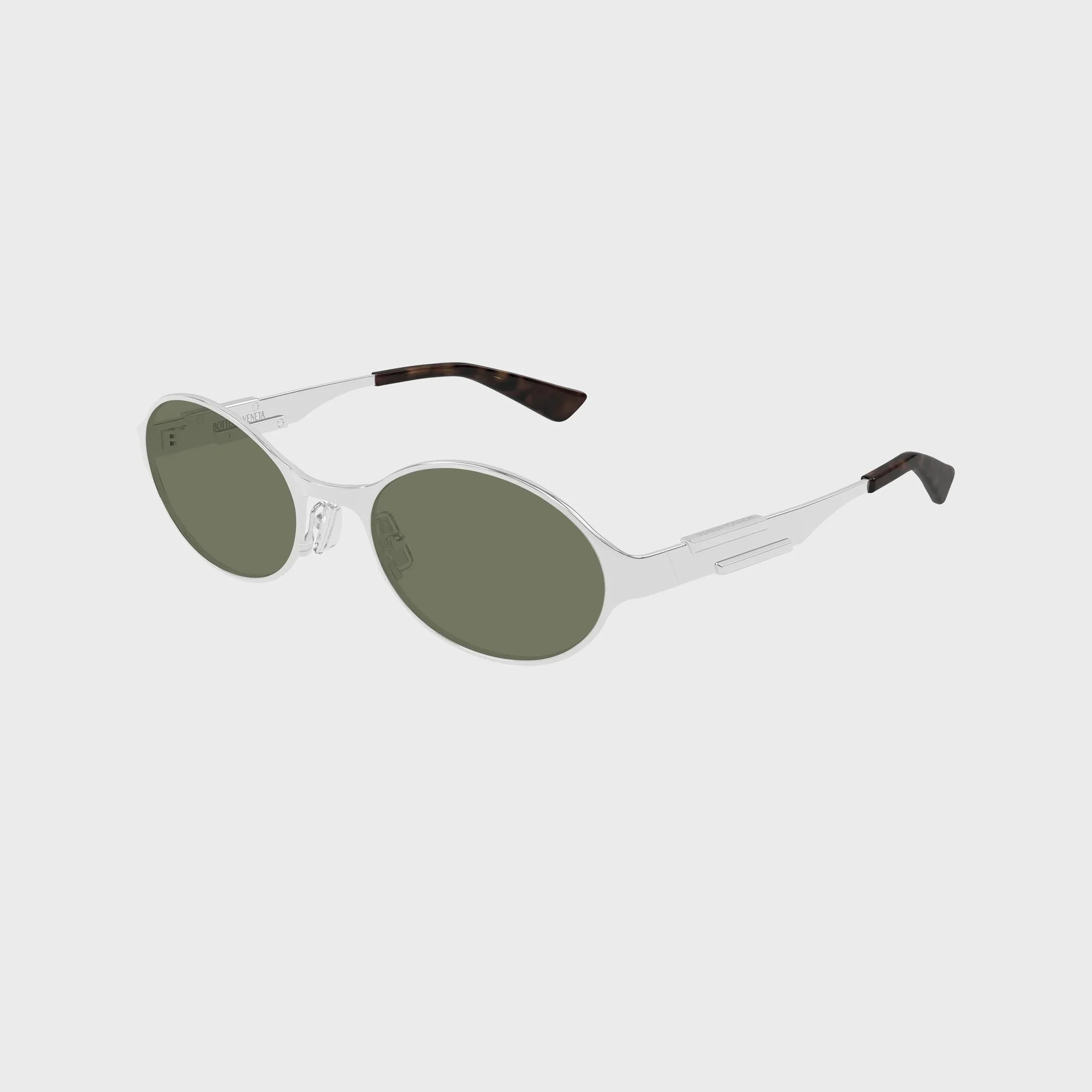 Bottega Veneta Dash Oval Sunglasses - Silver / Green