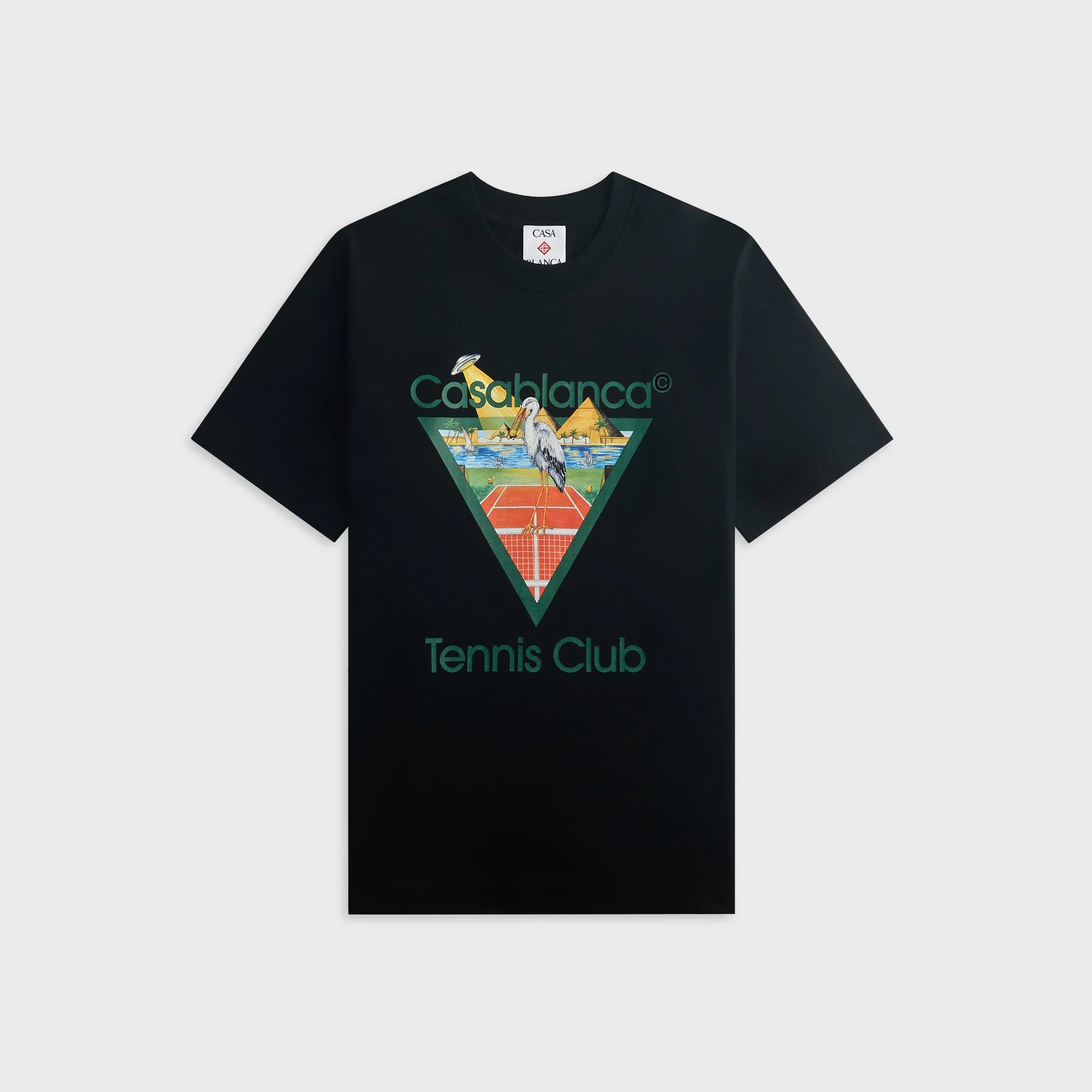 Casablanca Tennis Club Icon Pyramid Abduction Short Sleeve Tee - Black