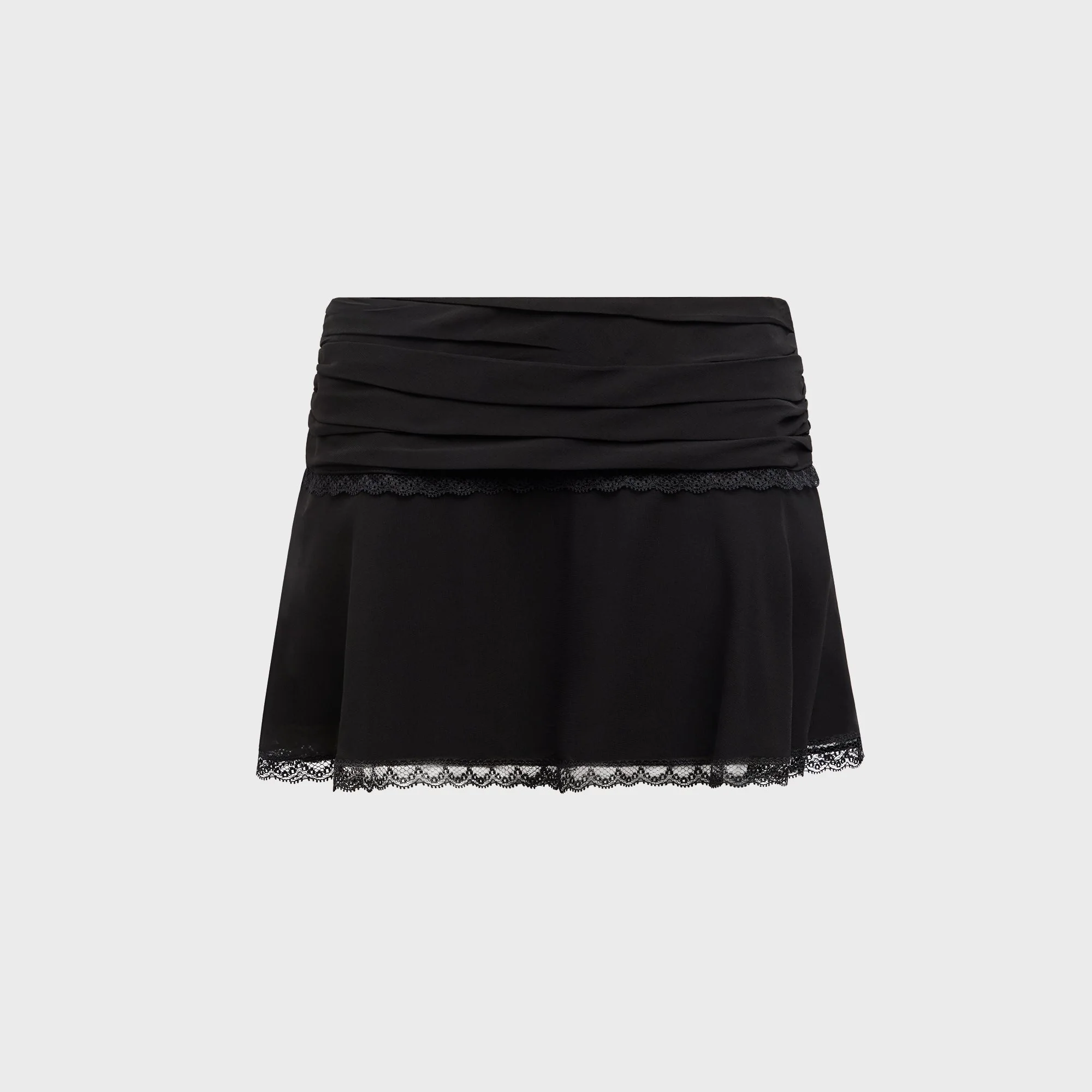 GUIZIO Eda Lace Trim Mini Skirt - Black