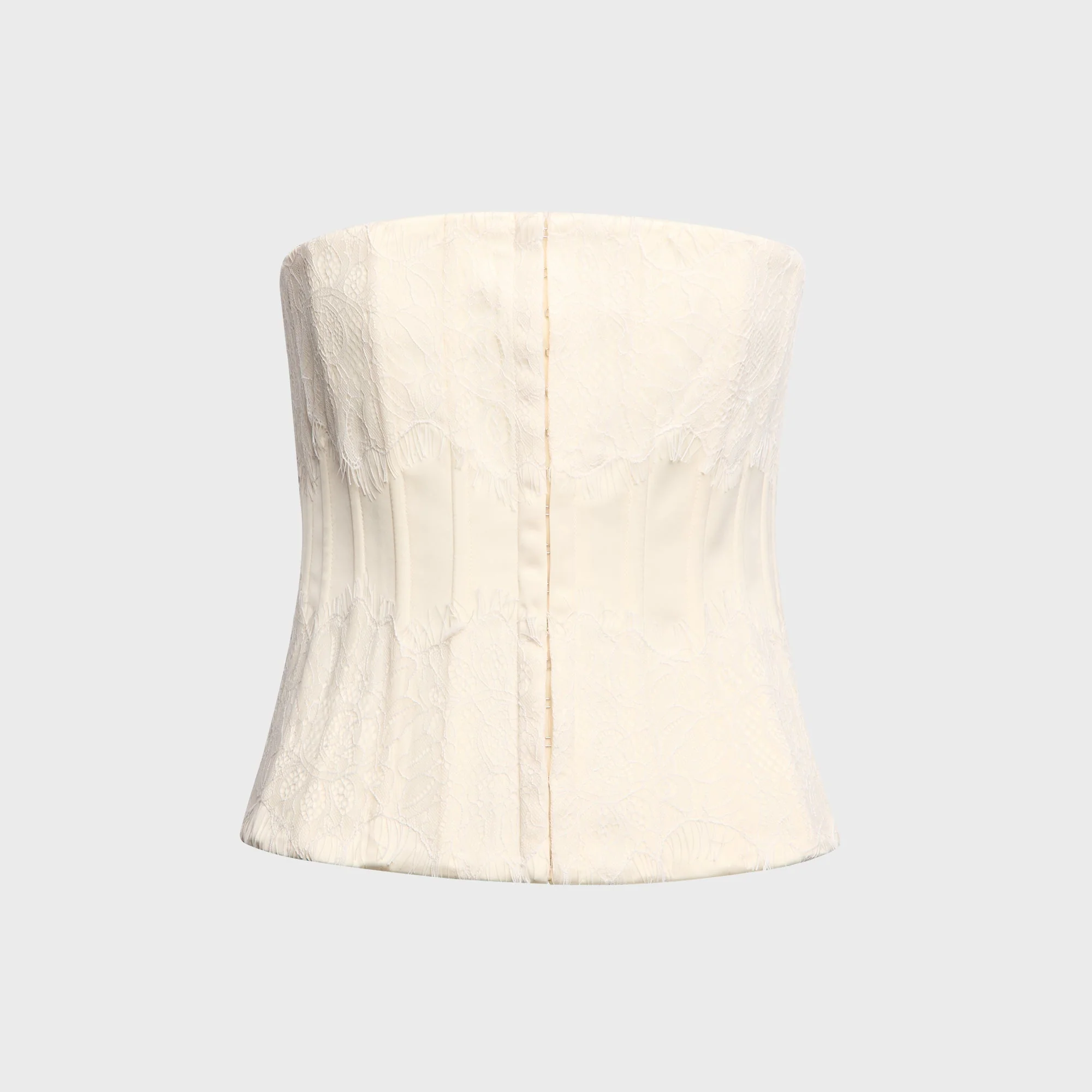 GUIZIO Eliane Lace Embellished Satin Corset Top - Ivory
