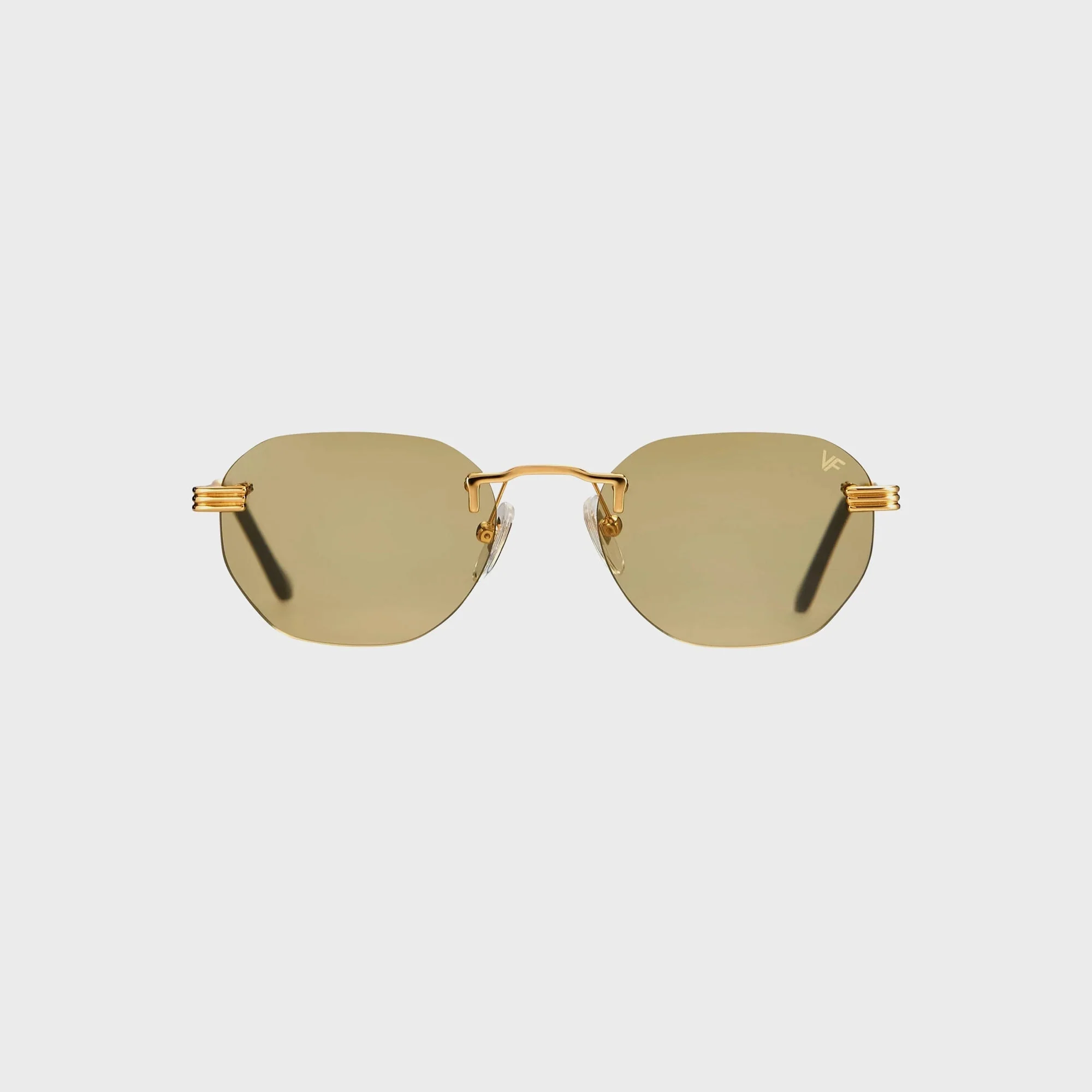 Vintage Frames Detroit Player Rimless Drill Mount 24KT Gold Sunglasses - Sky Blue