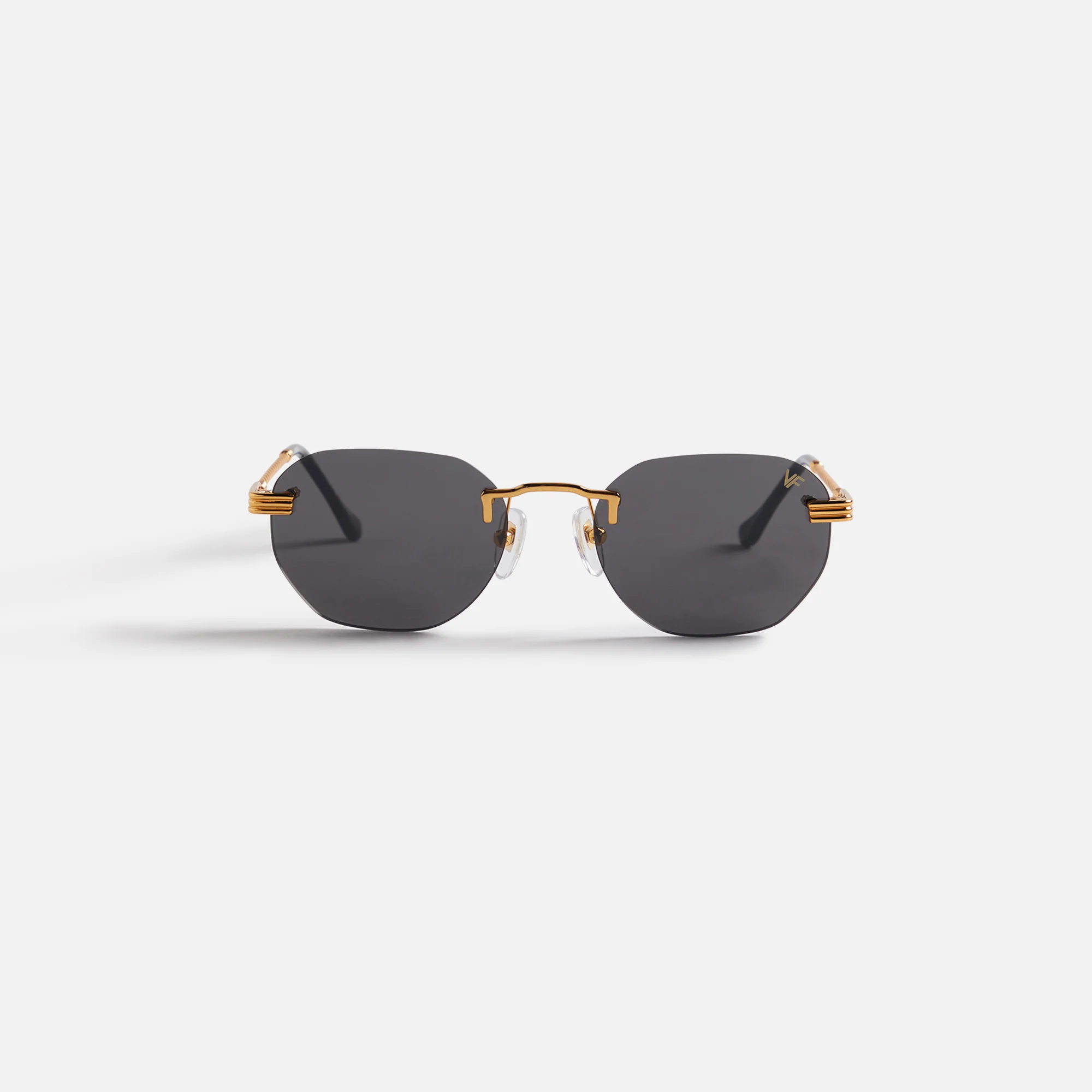Vintage Frames Detroit Player Drill Mount 24kt Gold Sunglasses - Black