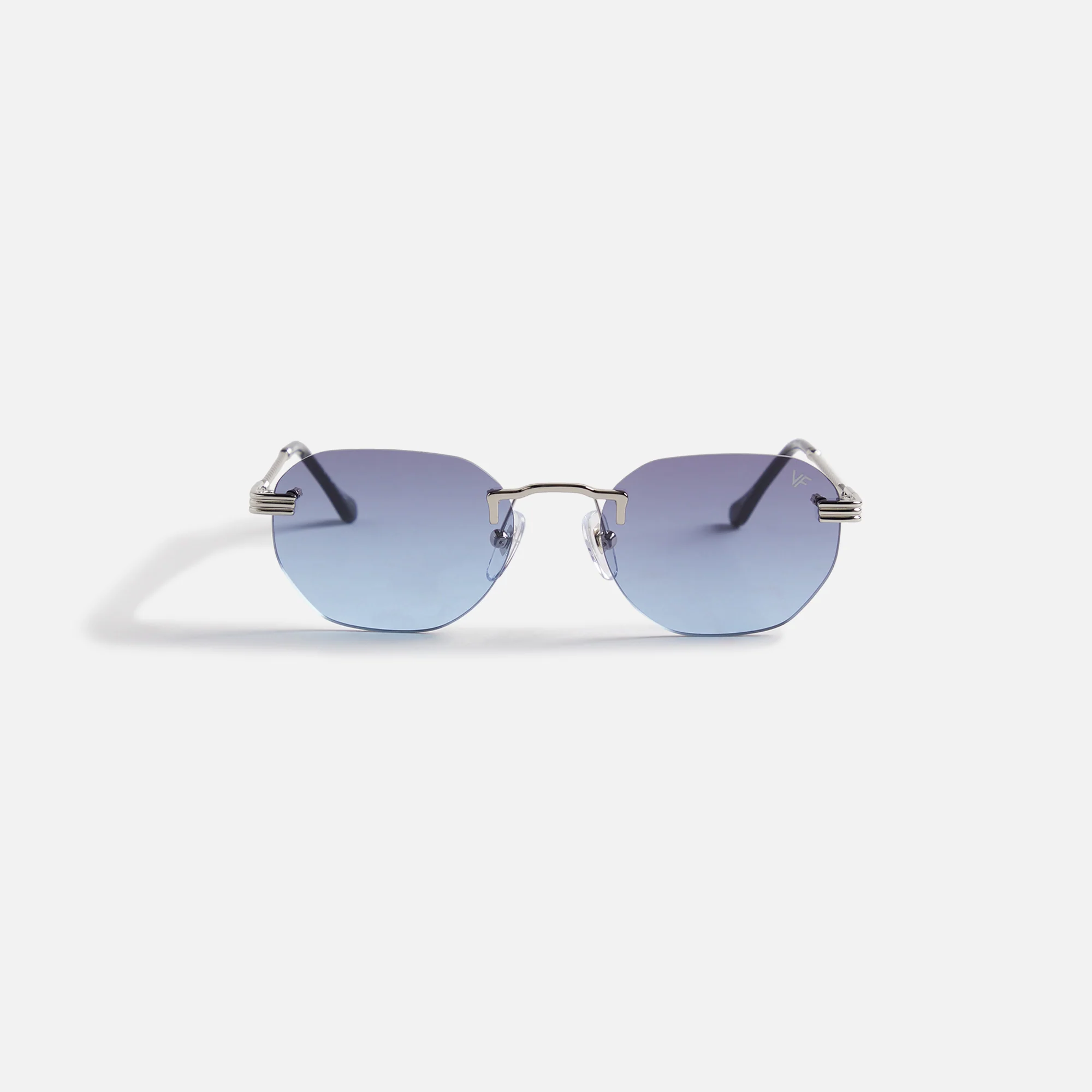 Vintage Frames Detroit Player Drill Mount 24Kt White Gold Sunglasses - Grape Blue
