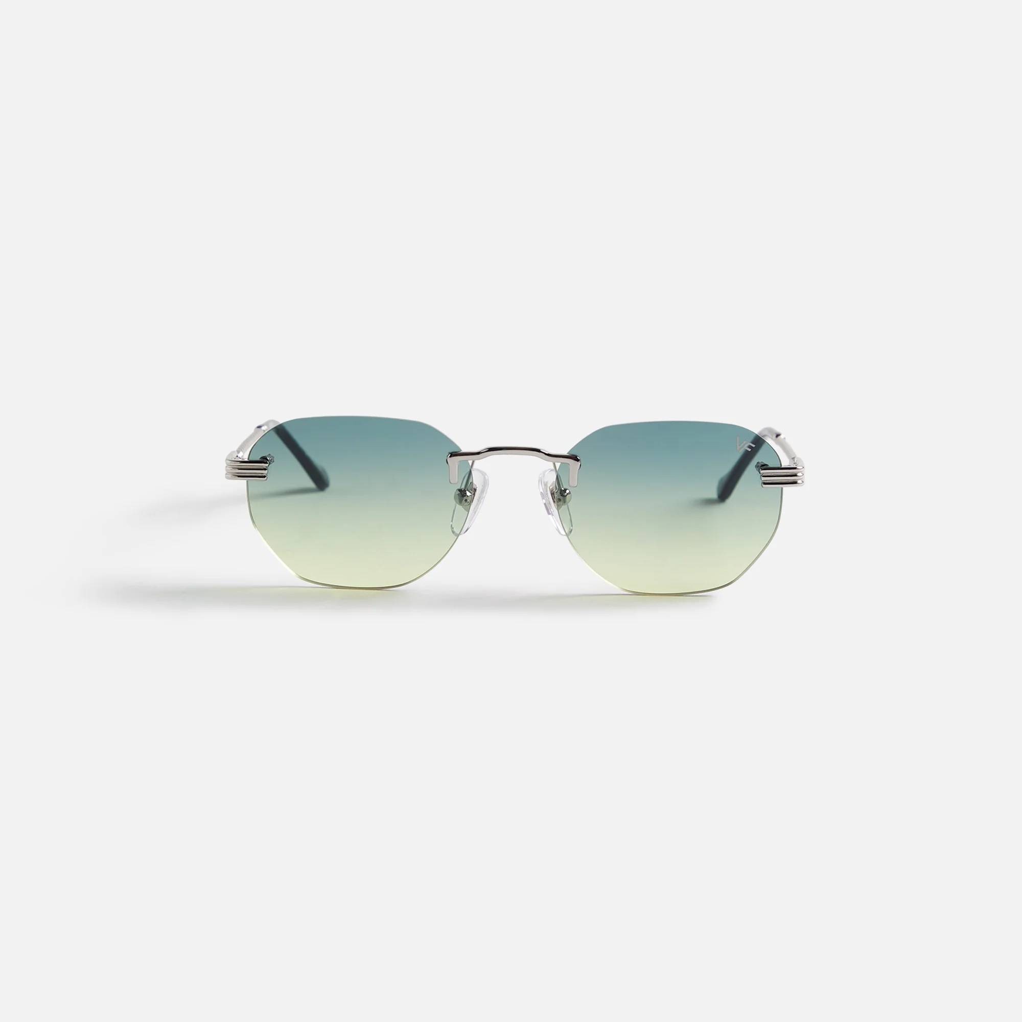 Vintage Frames Detroit Player Drill Mount 24Kt Sunglasses - White Gold / Green / Yellow