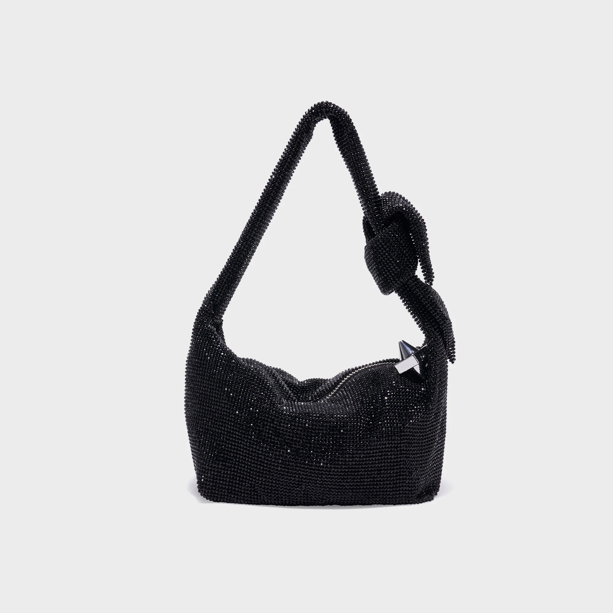 Emm Kuo Waverly Crystal Mesh Mini Hobo Bag - Black Swarovski?