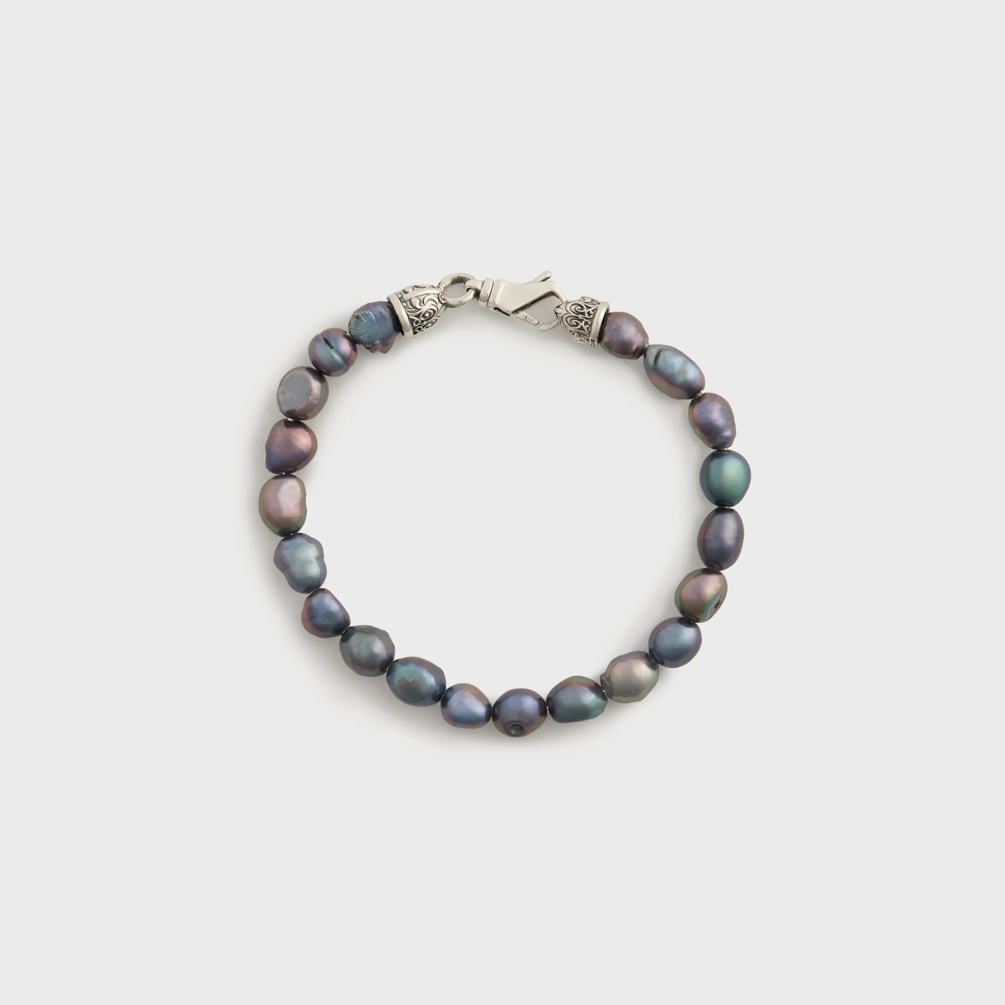 Emanuele Bicocchi Small Black Baroque Pearl Bracelet - Silver