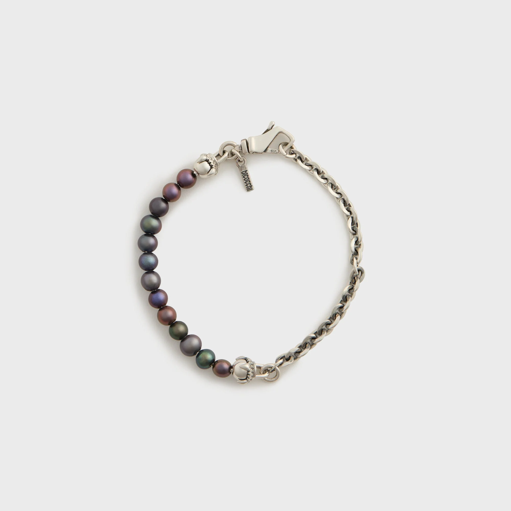 Emanuele Bicocchi Black Baroque Pearl Claw Bracelet - Silver