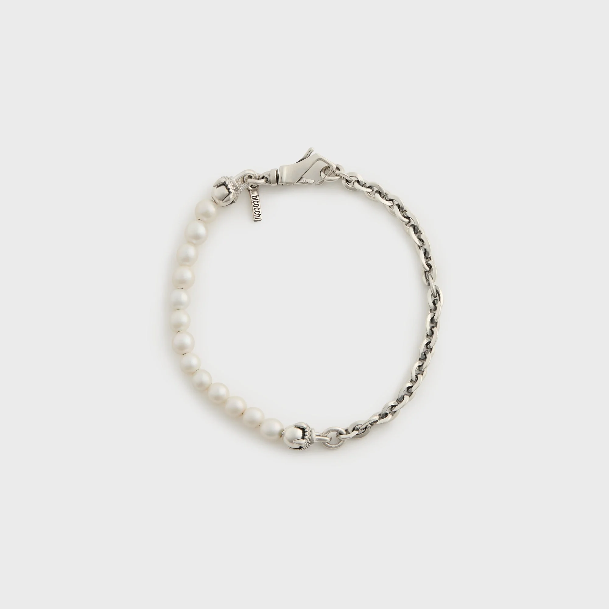 Emanuele Bicocchi Baroque White Pearl Claw Bracelet - Silver