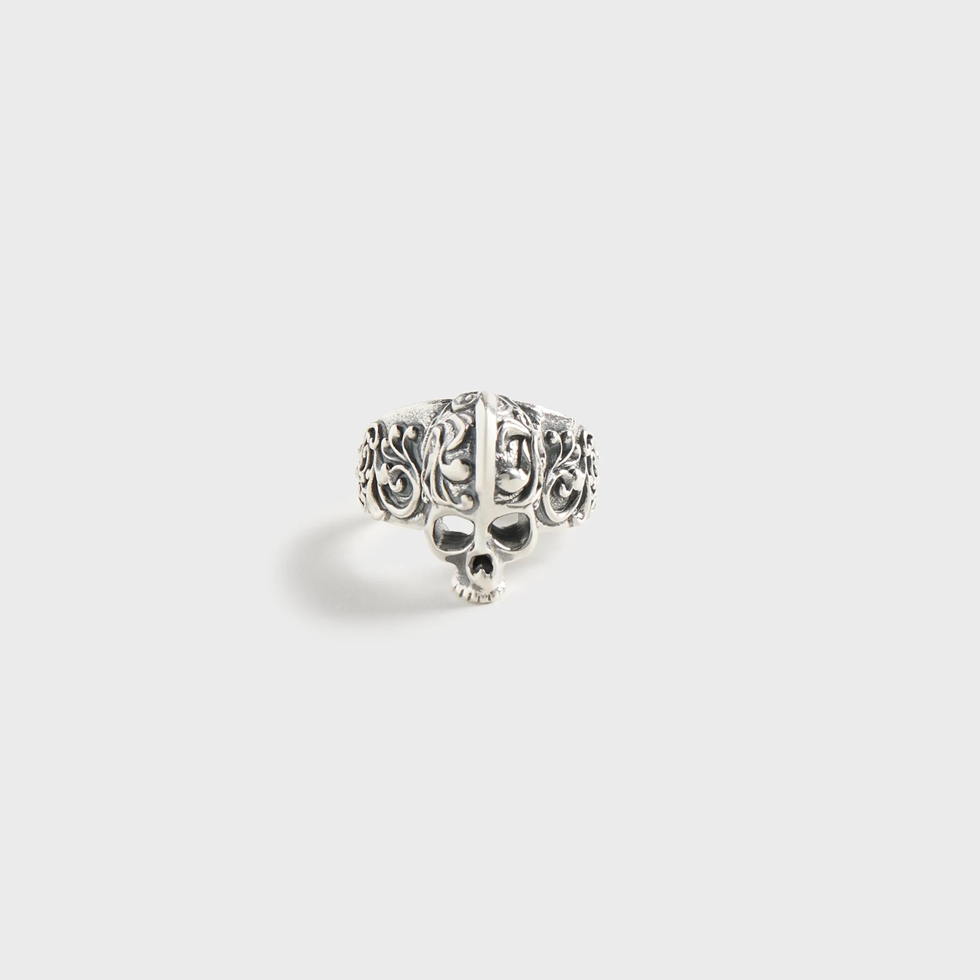 Emanuele Bicocchi Flourish Skull Ring Large - Silver