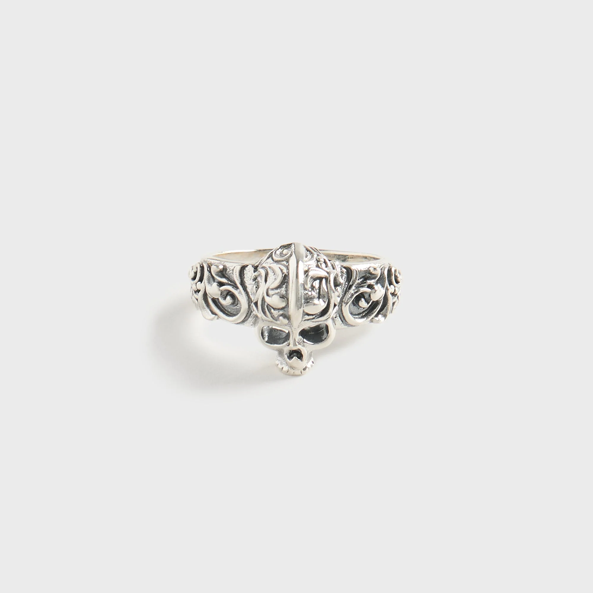 Emanuele Bicocchi Small Flourish Skull Ring - Silver