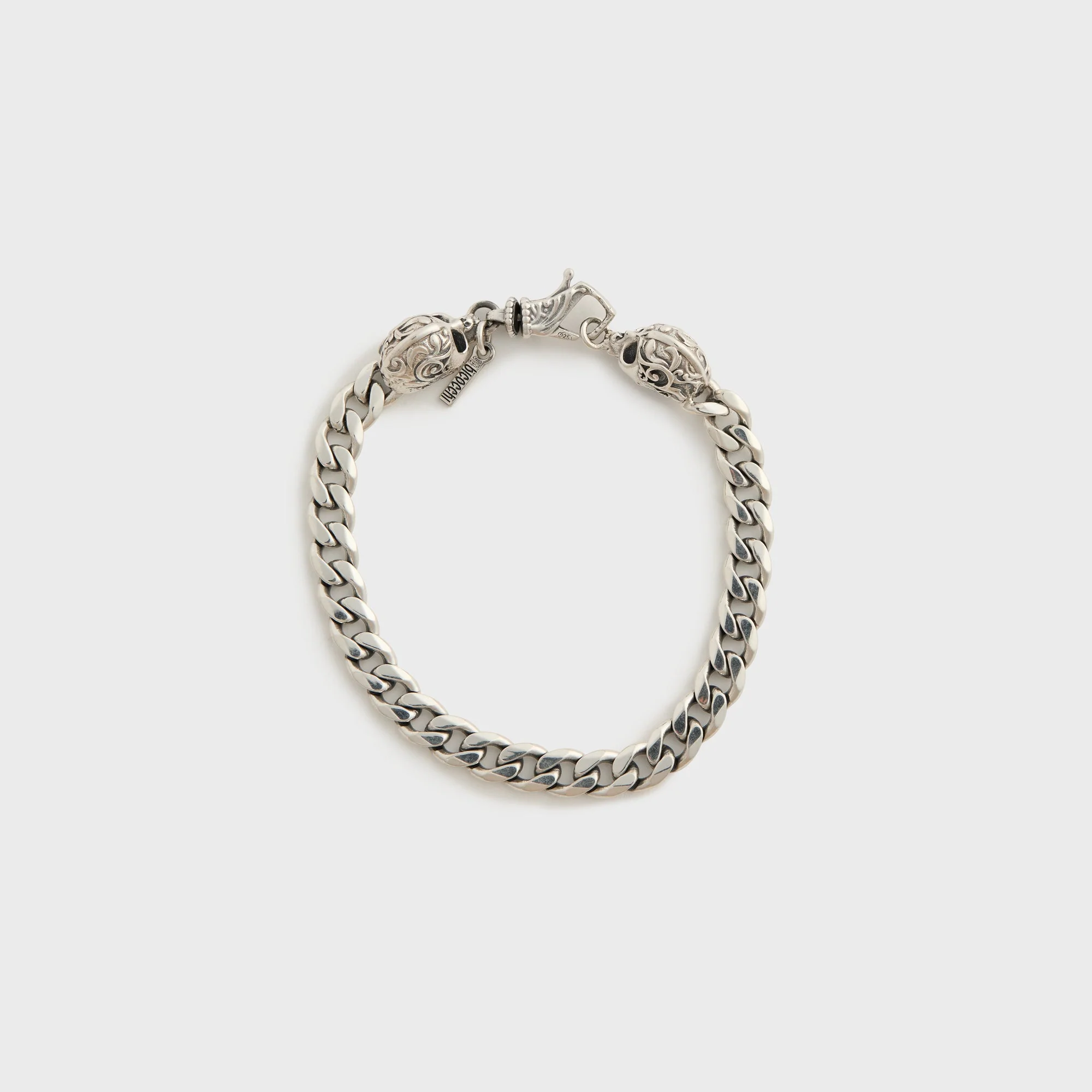 Emanuele Bicocchi Flourish Skull Chain Bracelet Small - Silver