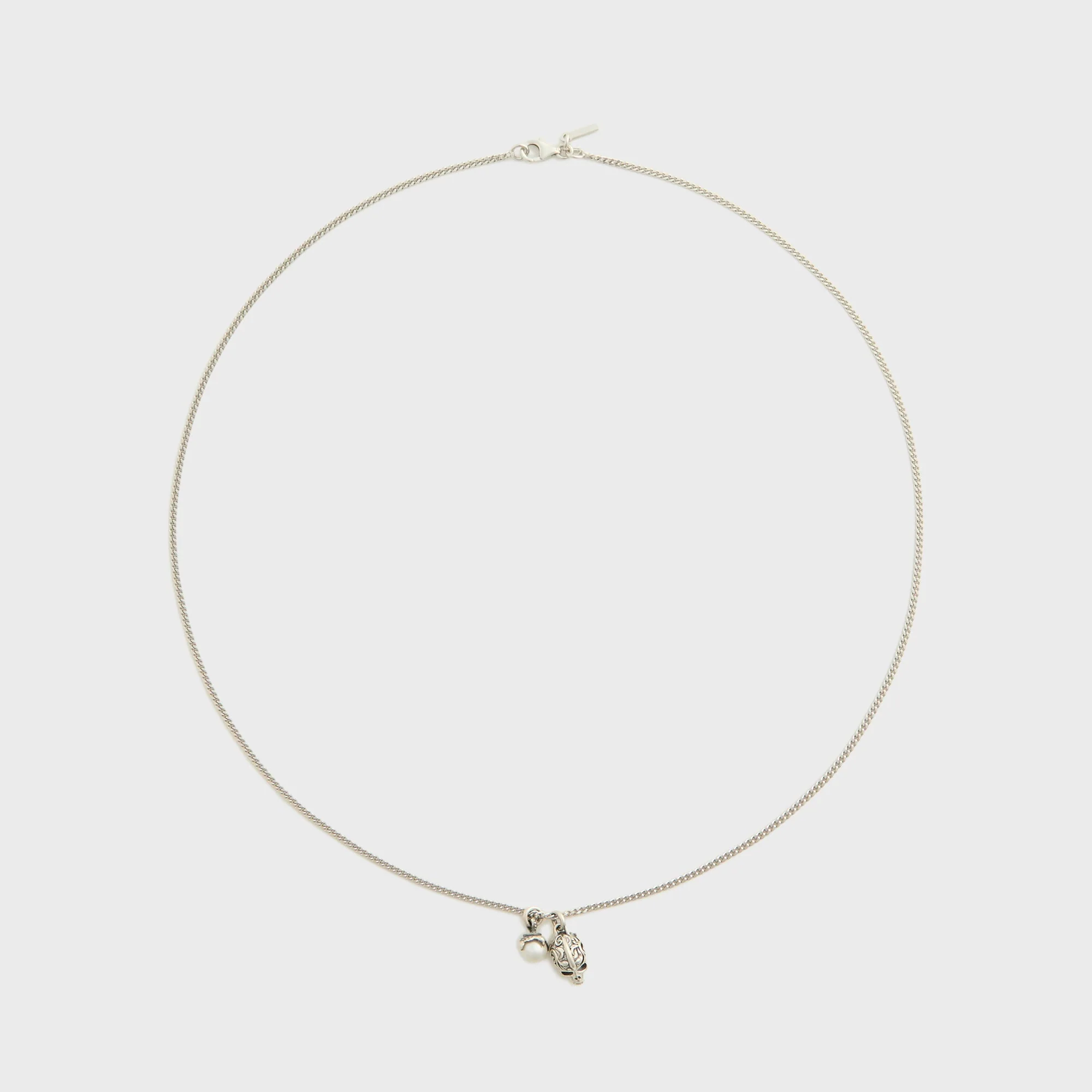 Emanuele Bicocchi Flourish Skull Pearl Necklace - Silver