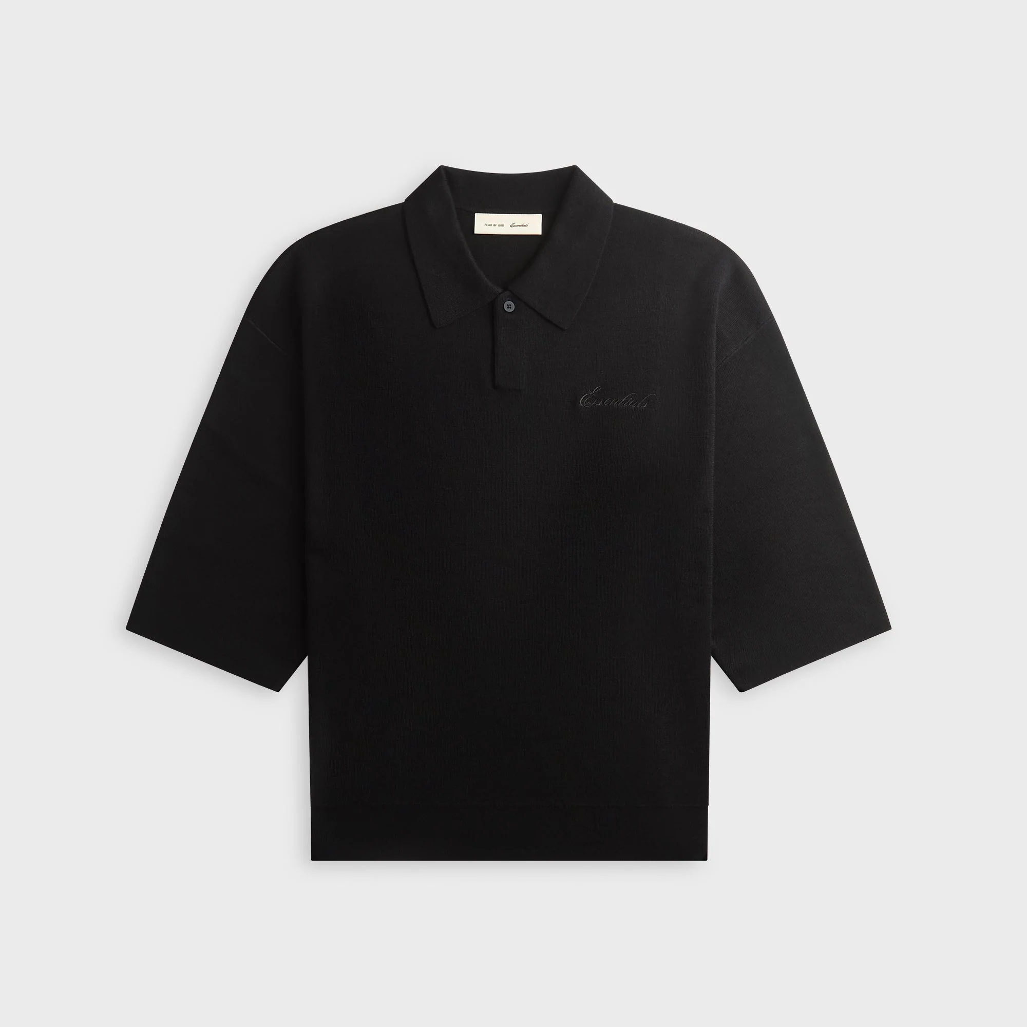 Essentials Signature 3/4 Sleeve 90s Knit Polo - Vintage Black