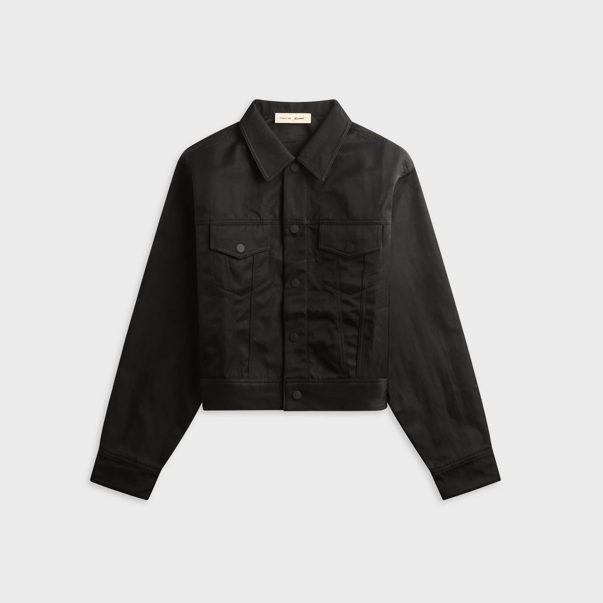 Essentials Textured Nylon Trucker Jacket - Vintage Black