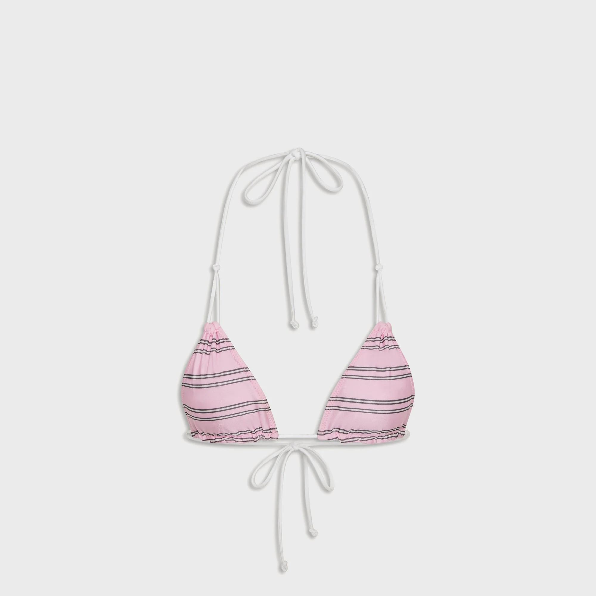 Frankies Bikinis Reversible Ari Satin Top - Pink Stripe