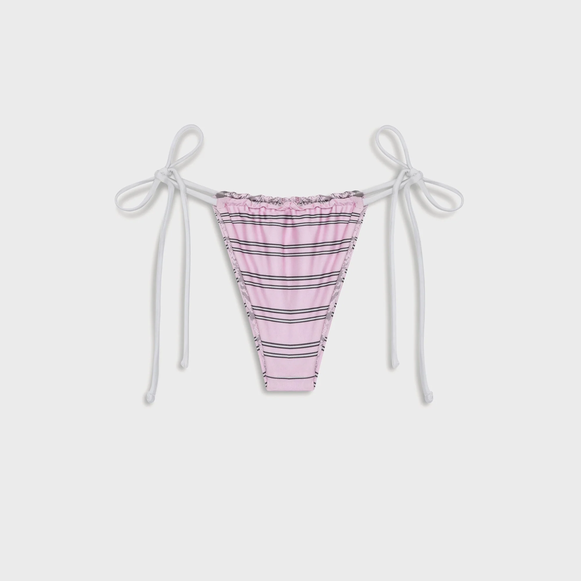 Frankies Bikinis Reversible Tia Satin Bottom - Pink Stripe
