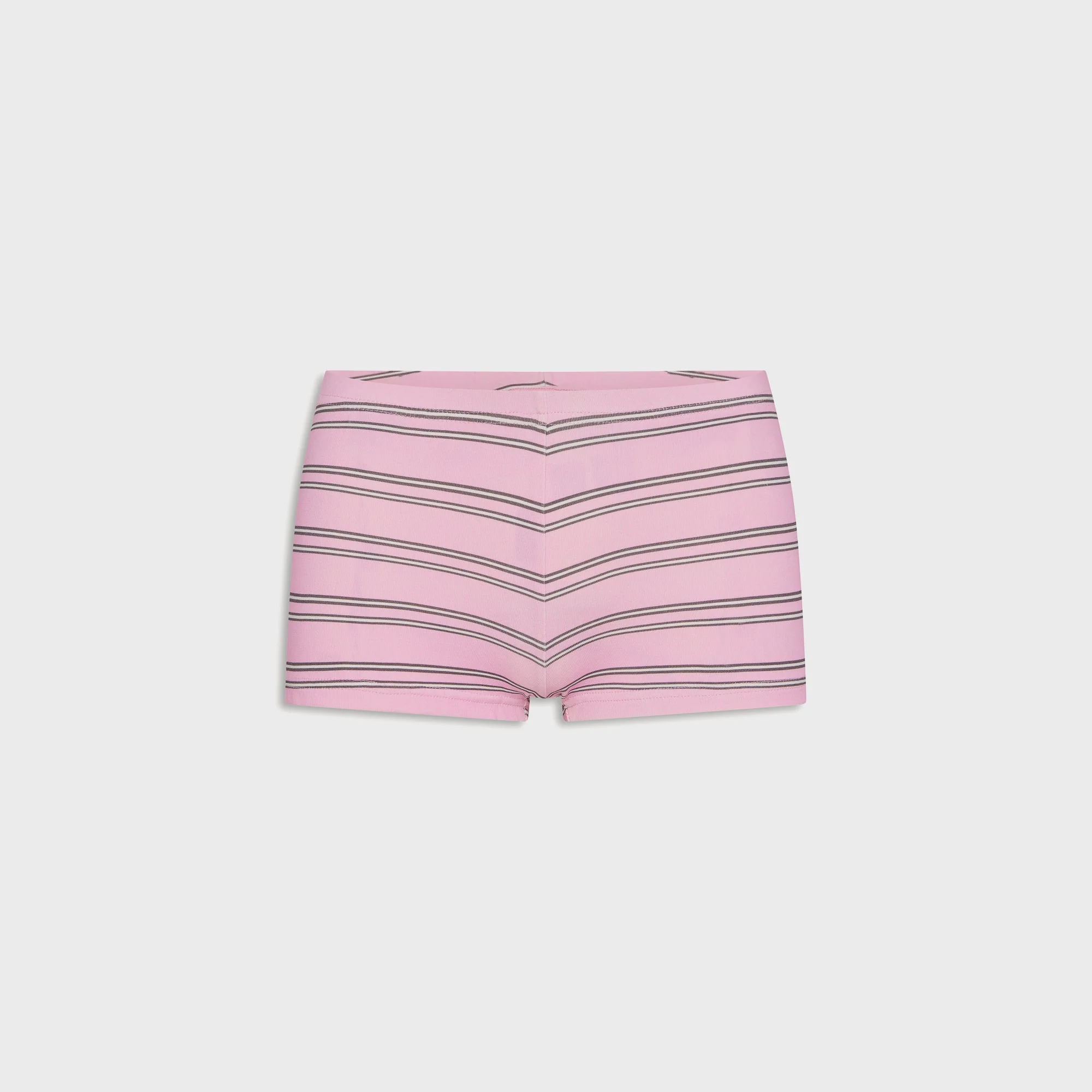 Frankies Bikinis Paulina Cotton Ribbed Short - Pink Stripe