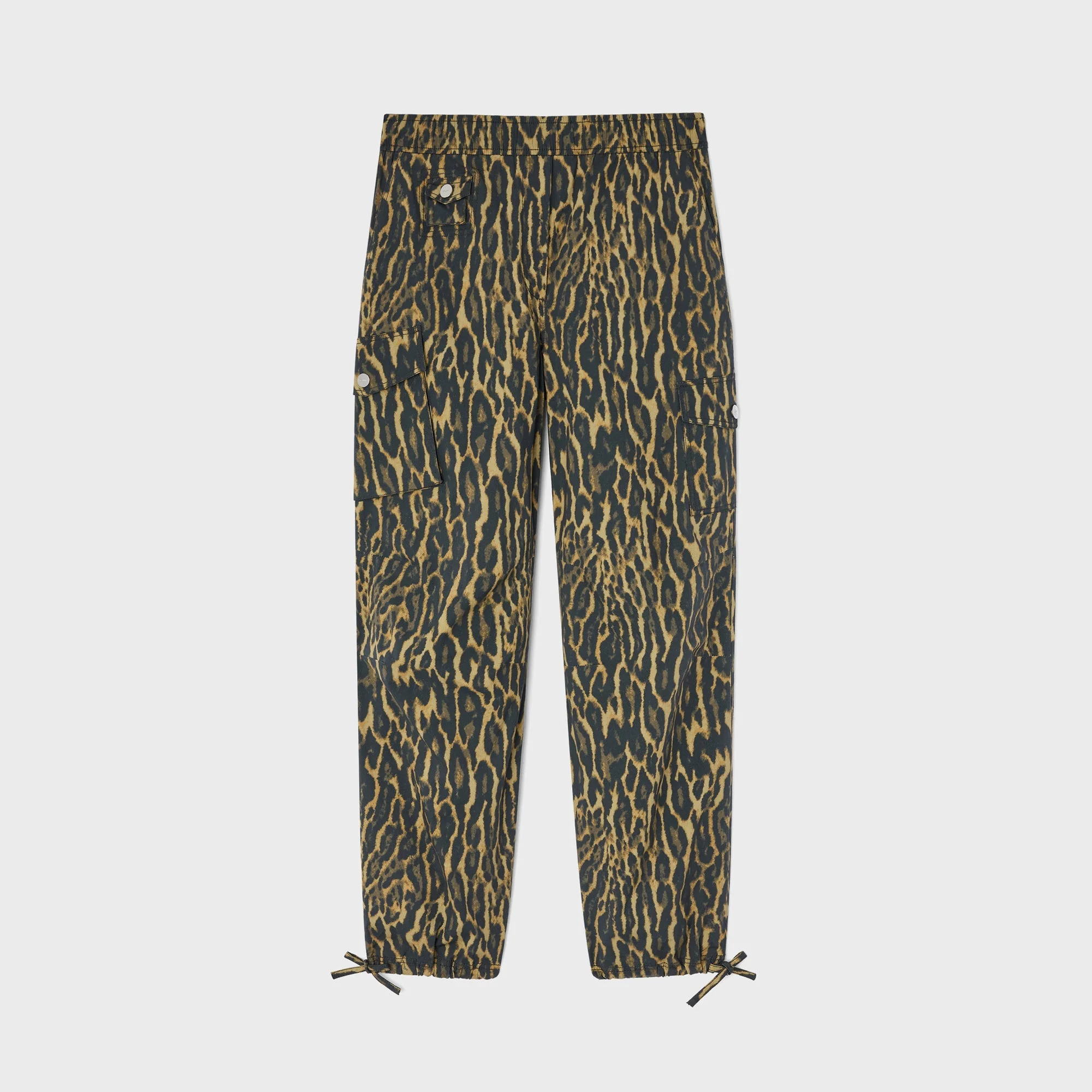 Ganni Printed Stretch Cotton Cargo Pant - Khaki