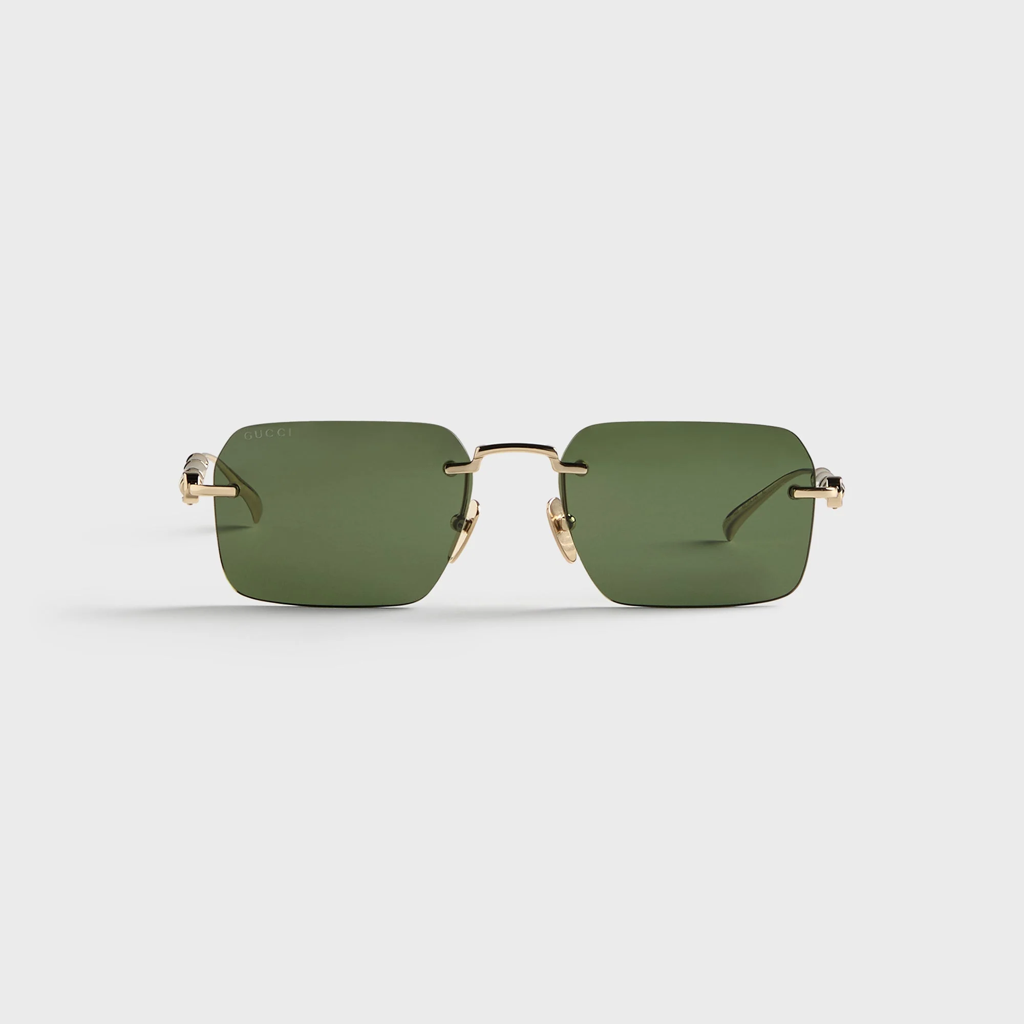 Gucci GG2154S Metal Rectangle Sunglasses - Gold / Green