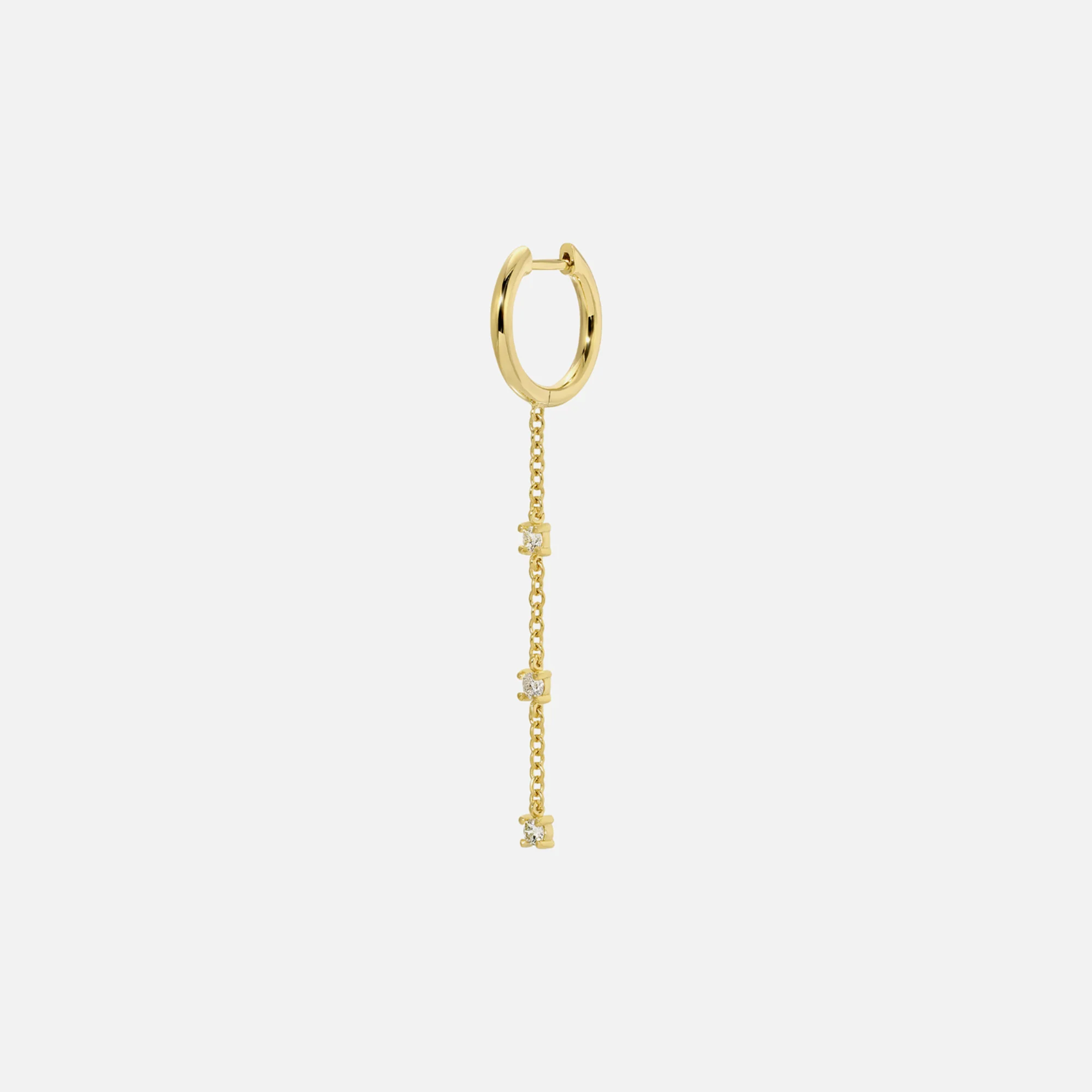 Isa Grutman Single Huggie with Diamond Chain Drop 14K Gold - Yellow Gold