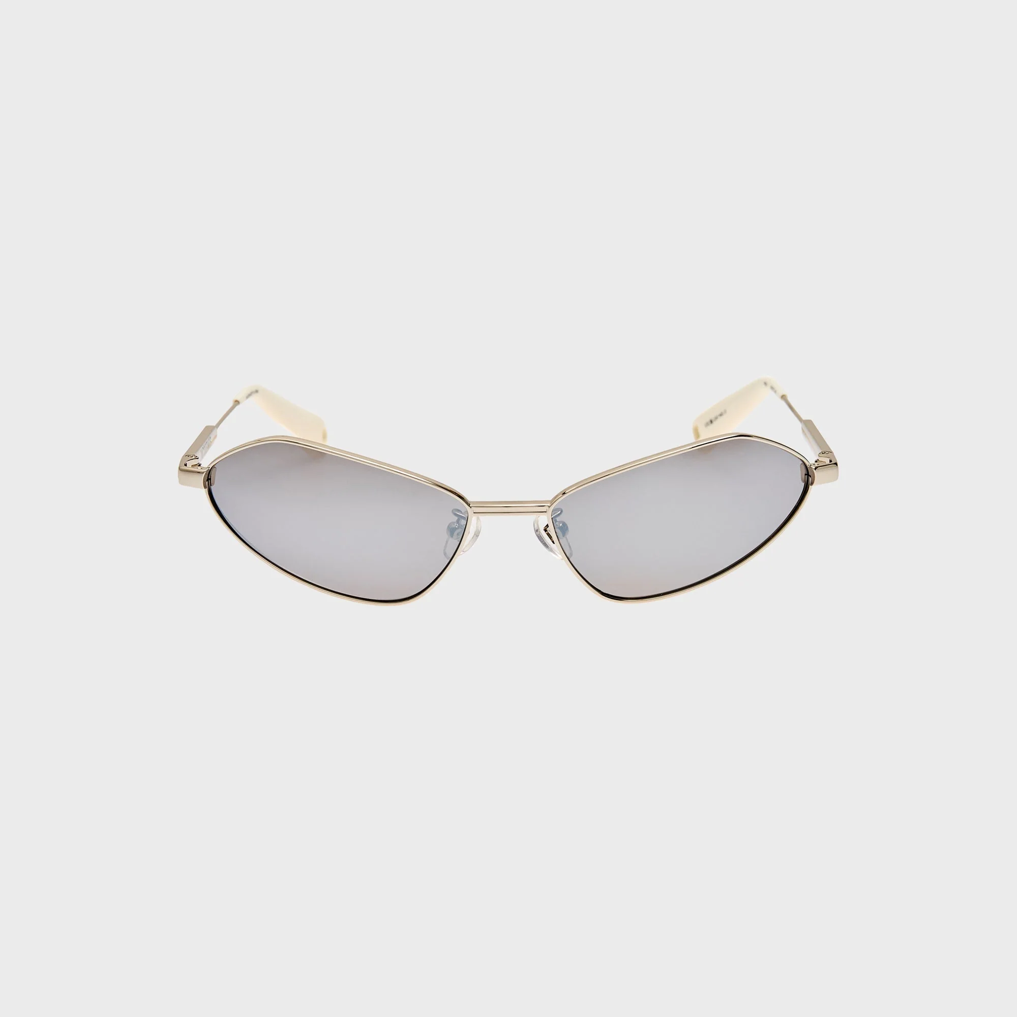 Jacquemus Bambino Angular Metal Sunglasses - Metal Silver / Matt White / Silver